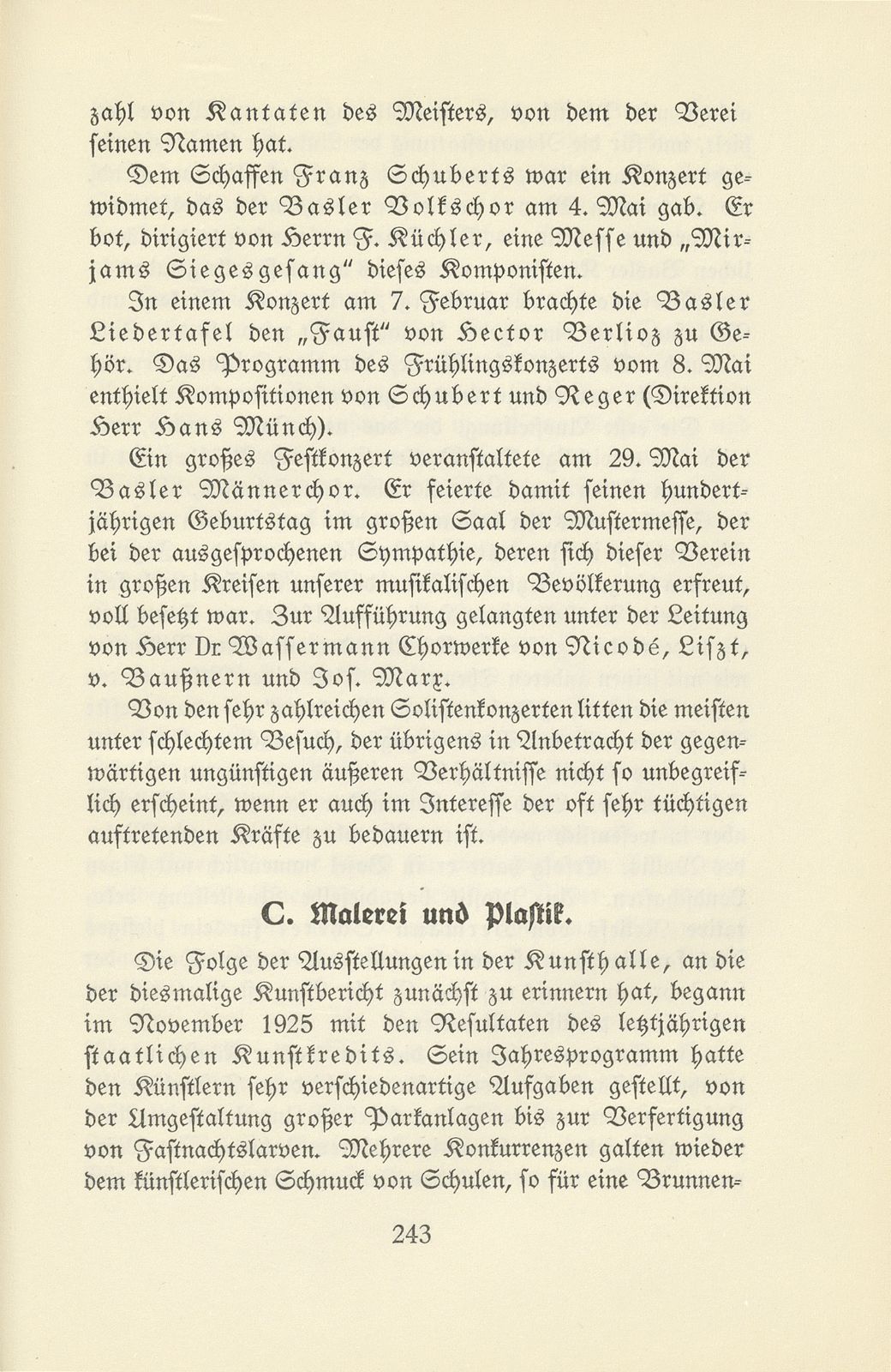 Das künstlerische Leben in Basel vom 1. Oktober 1925 bis 30. September 1926 – Seite 1