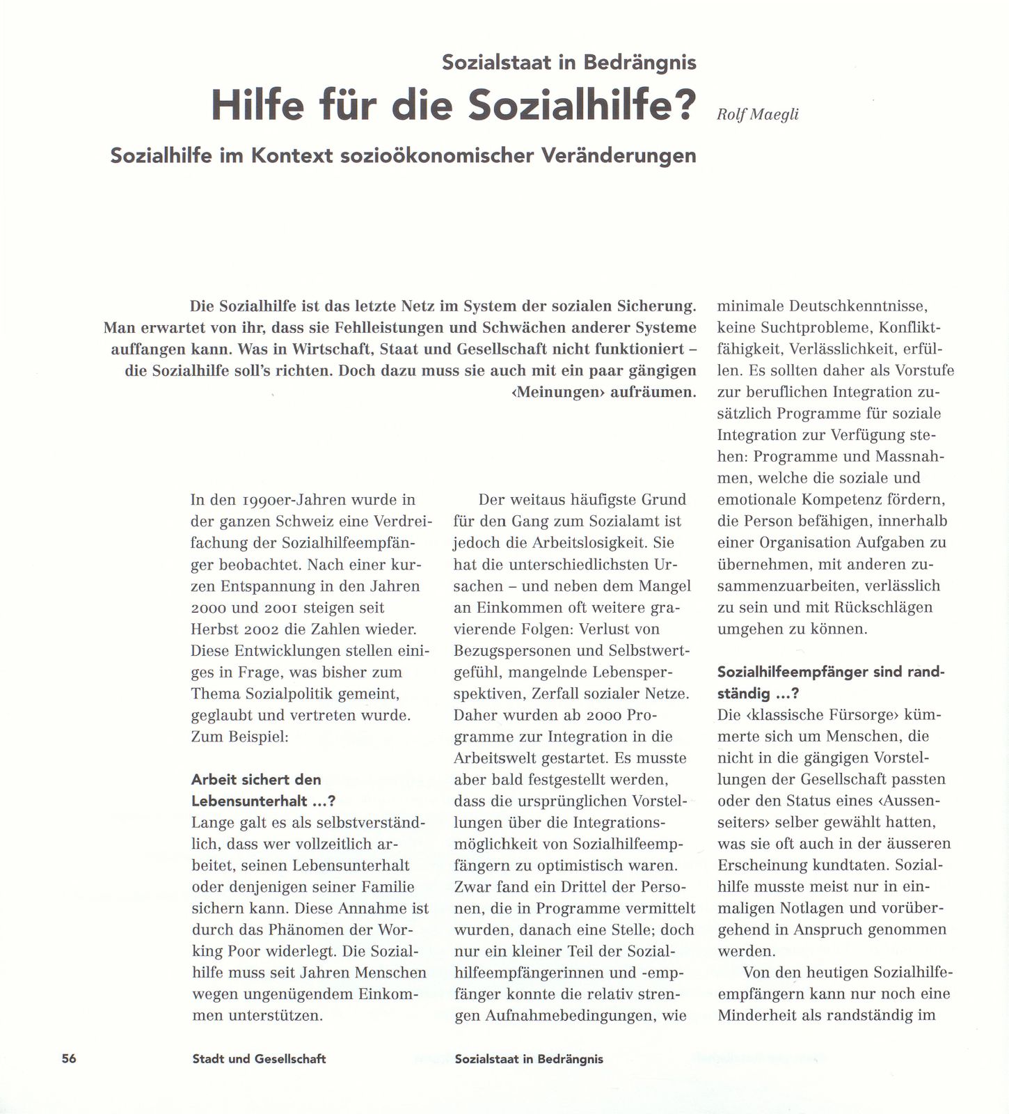 Hilfe für die Sozialhilfe? – Seite 1