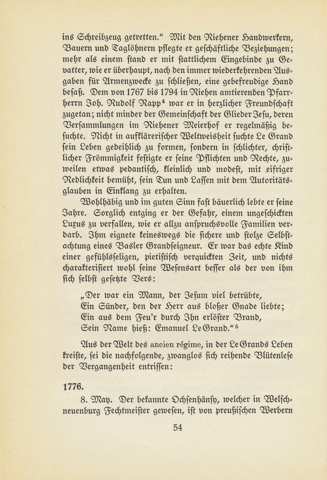 Streifzüge durch ein Notizbuch aus der Zopfzeit. [Emanuel Le Grand] – Seite 4