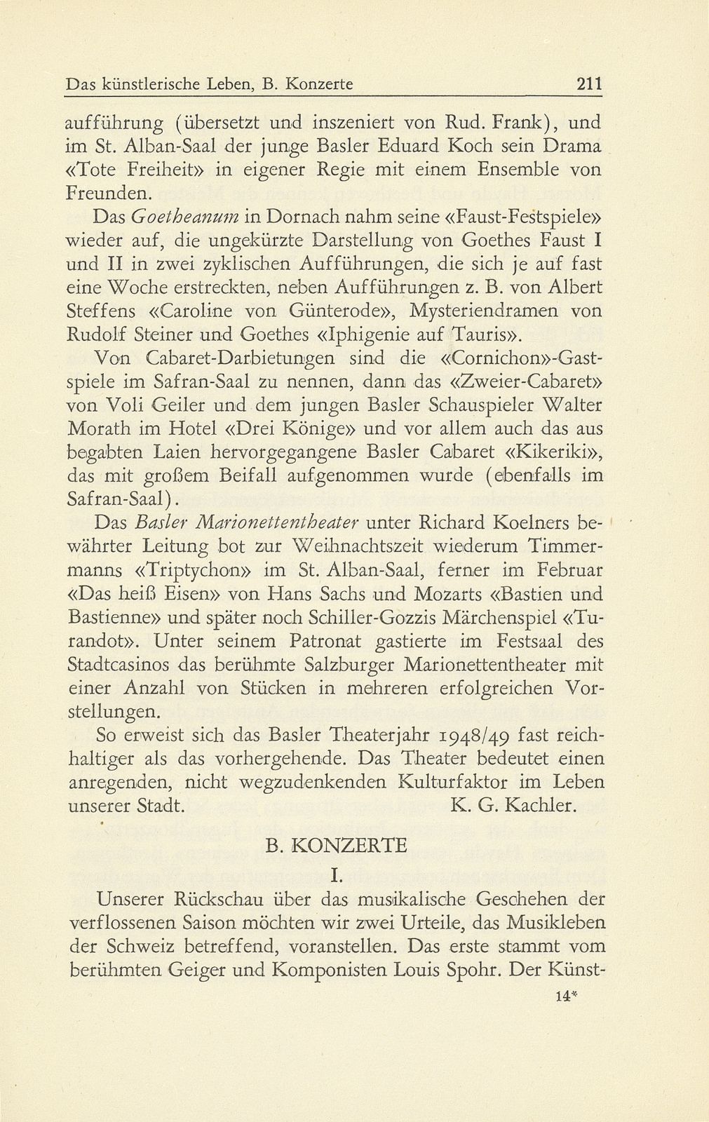 Das künstlerische Leben in Basel vom 1. Oktober 1948 bis 30. September 1949 – Seite 7