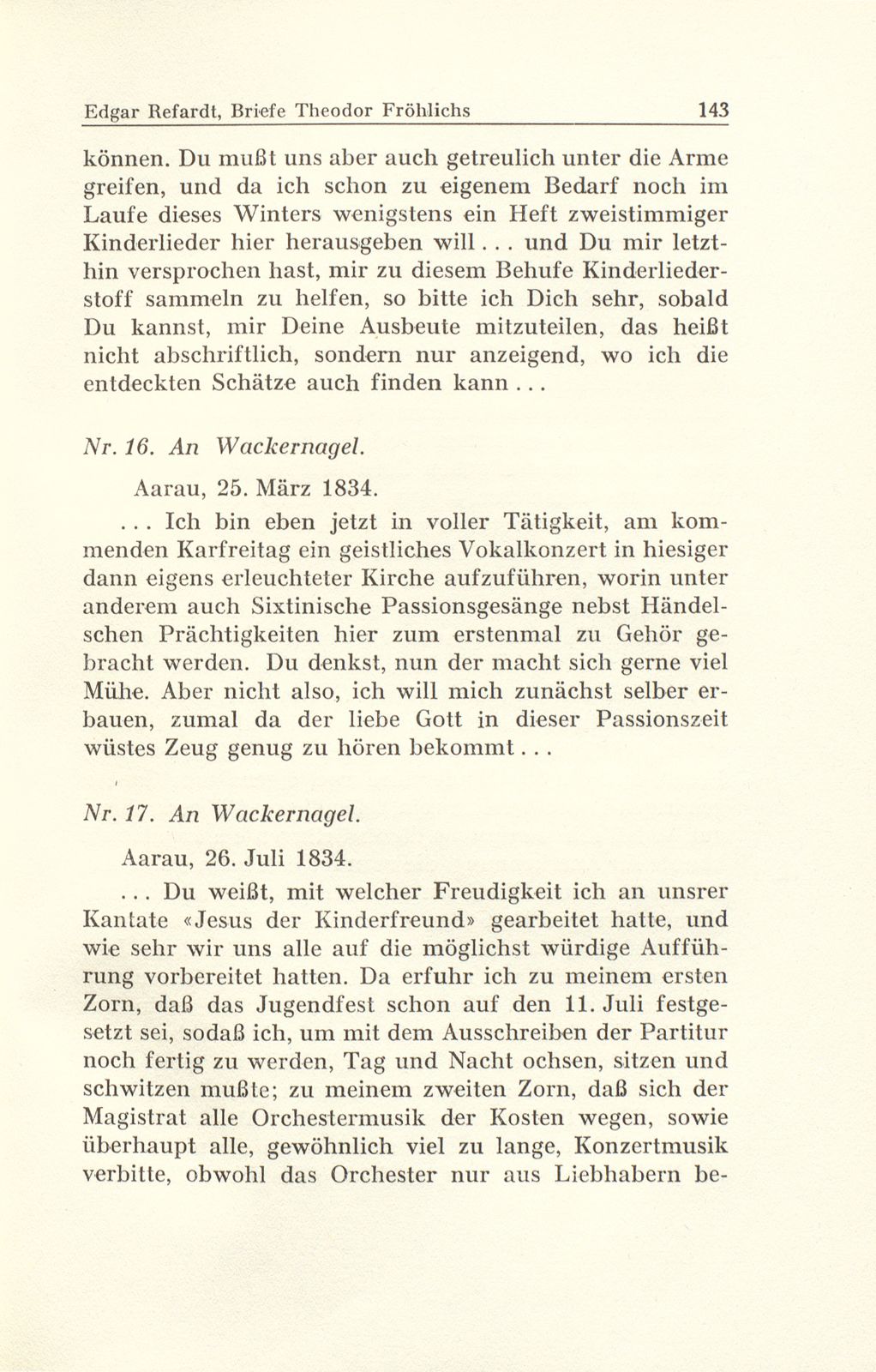 Aus Briefen Theodor Fröhlichs an Abel Burckhardt und Wilhelm Wackernagel – Seite 32