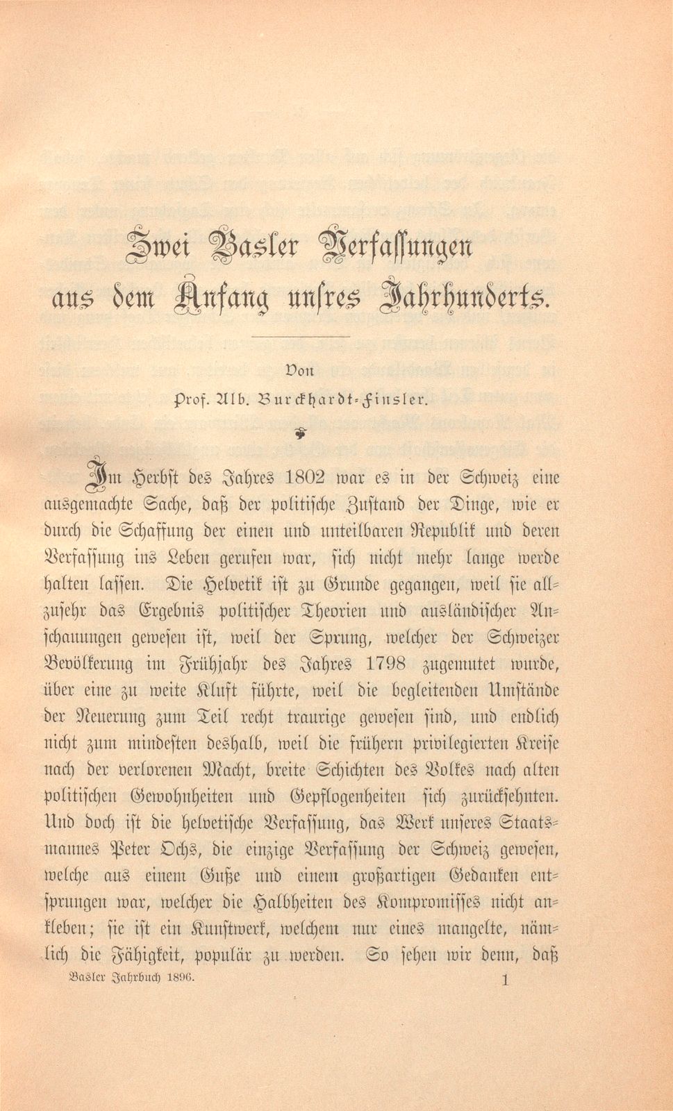Zwei Basler Verfassungen aus dem Anfang unseres Jahrhunderts – Seite 1