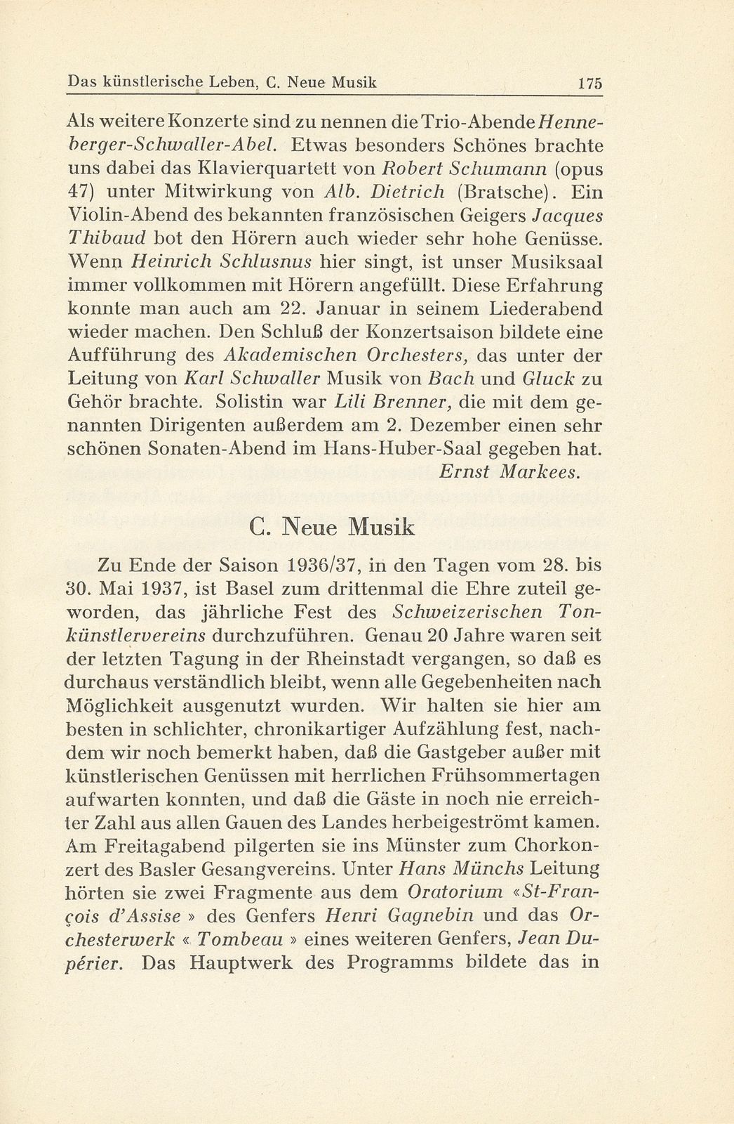 Das künstlerische Leben in Basel vom 1. Oktober 1936 bis 30. September 1937 – Seite 1