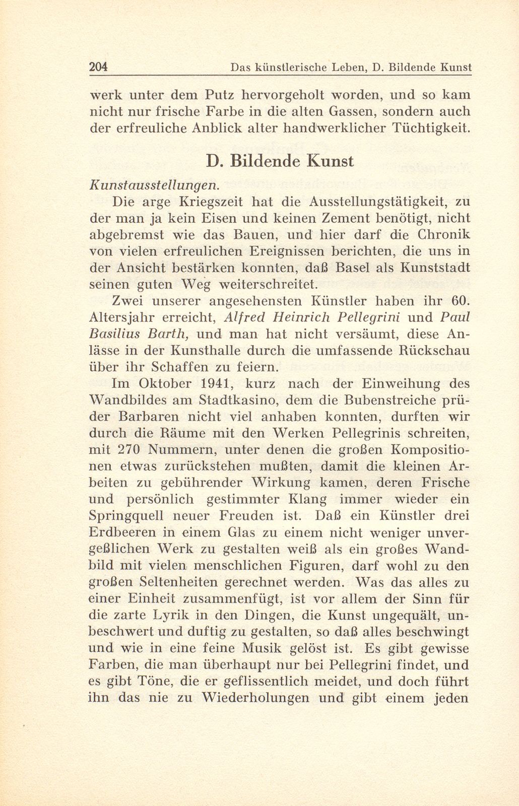 Das künstlerische Leben in Basel vom 1. Oktober 1941 bis 30. September 1942 – Seite 1