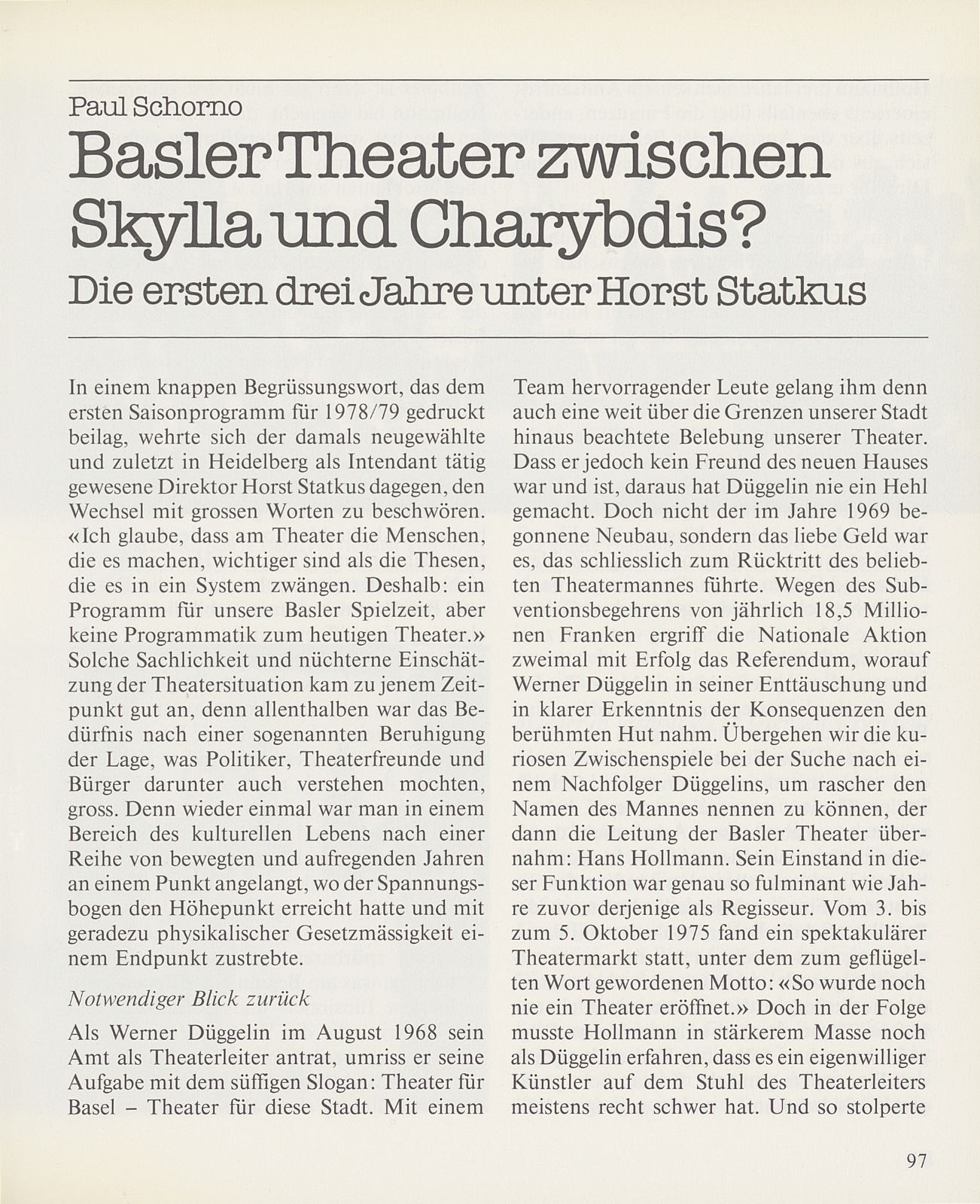 Basler Theater zwischen Skylla und Charybdis? – Seite 1