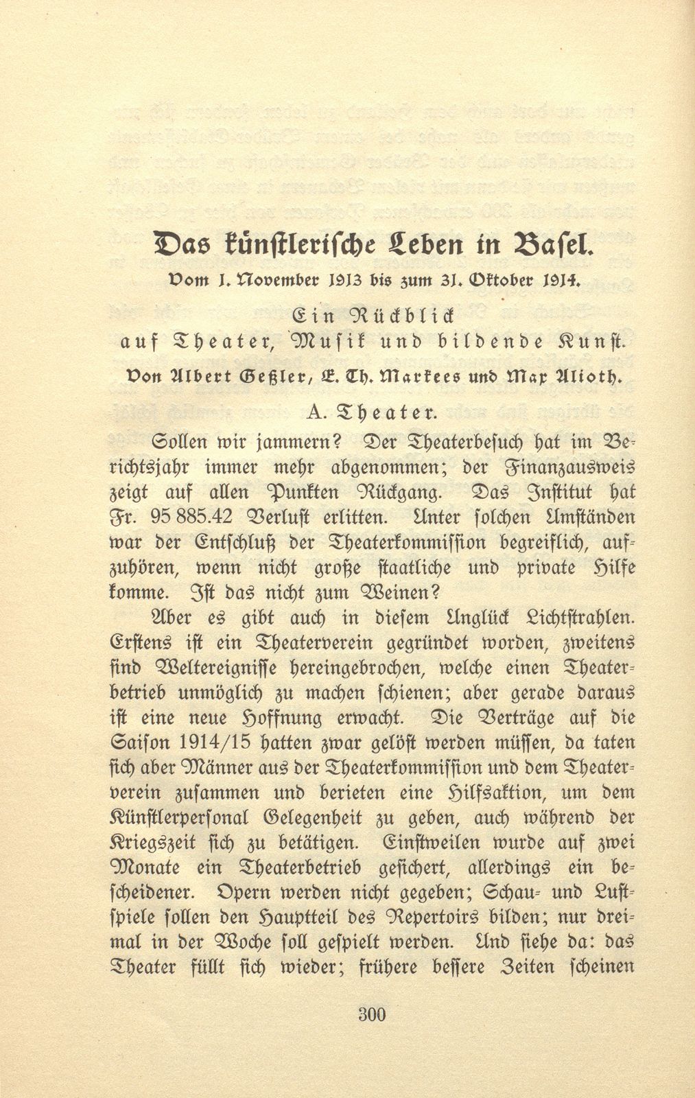 Das künstlerische Leben in Basel vom 1. November 1913 bis 31. Oktober 1914 – Seite 1