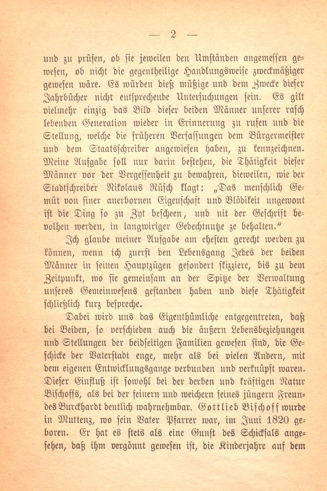 Erinnerungen an Carl Felix Burckhardt und Gottlieb Bischoff, Bürgermeister und Staatsschreiber zu Basel – Seite 2