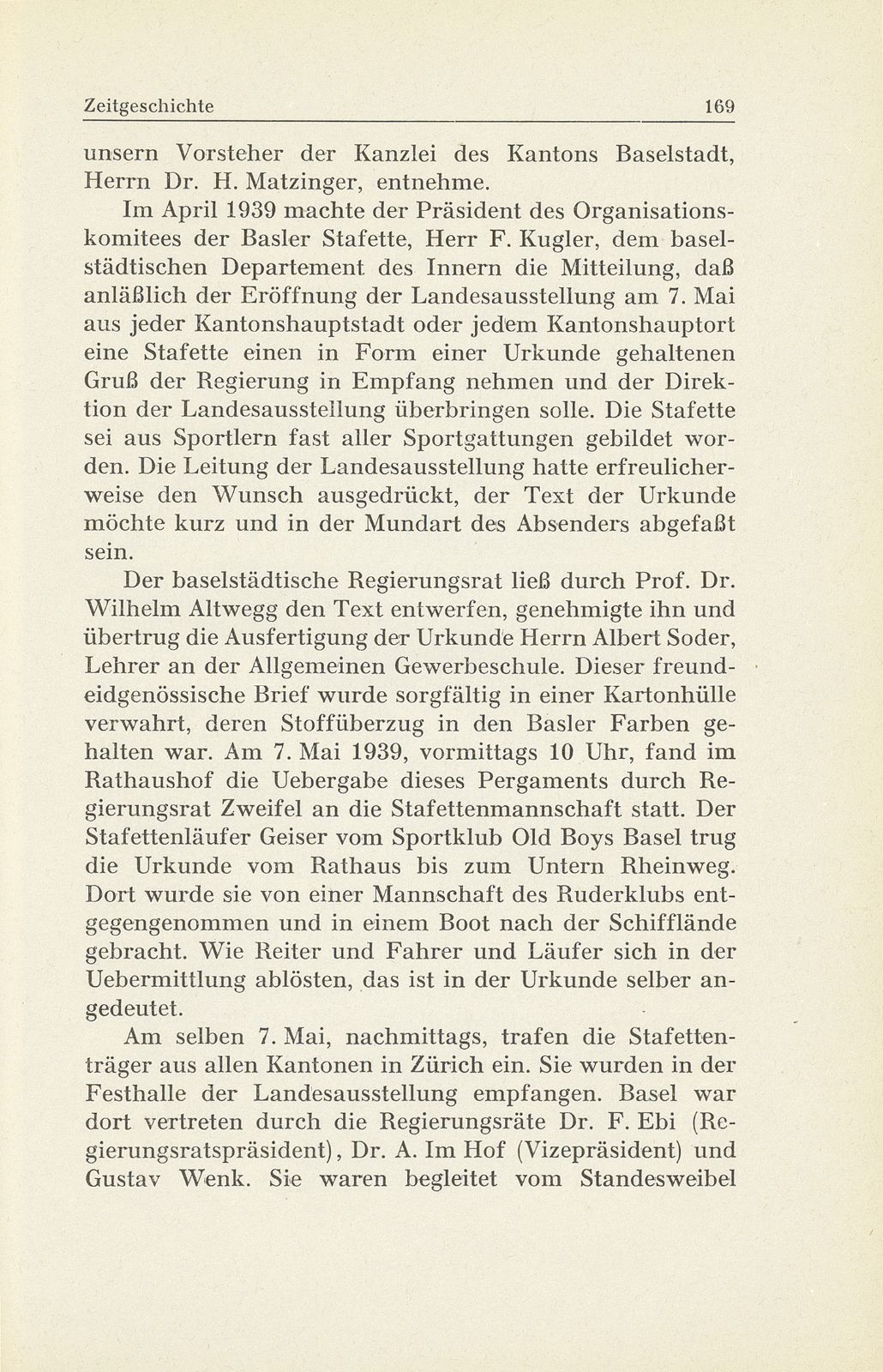 Zeitgeschichte: 1. Baslerische Stafettenurkunde für die Schweizerische Landesausstellung in Zürich 1939 – Seite 2