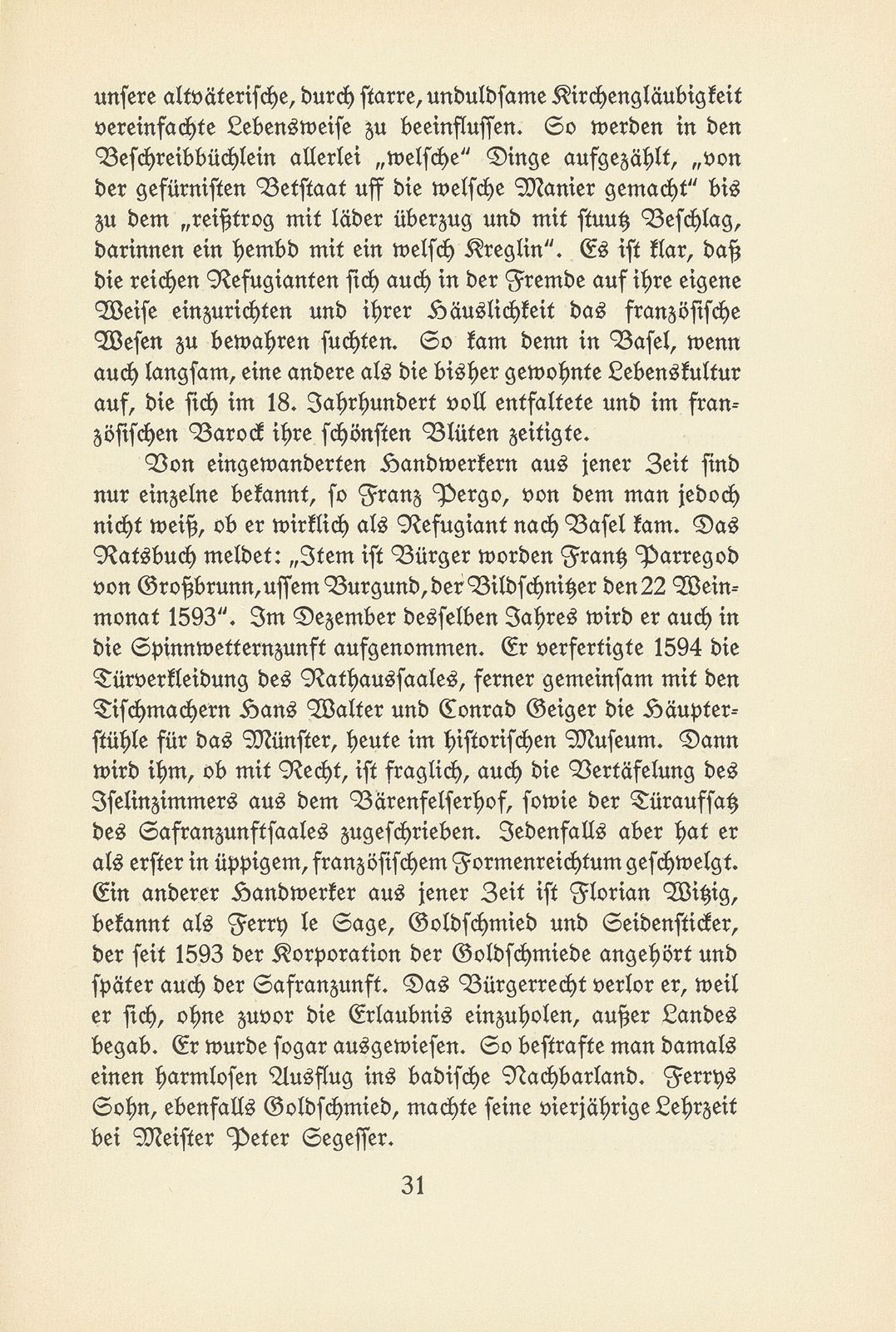 Der Einfluss der französischen Refugianten auf die Kultur Basels – Seite 20