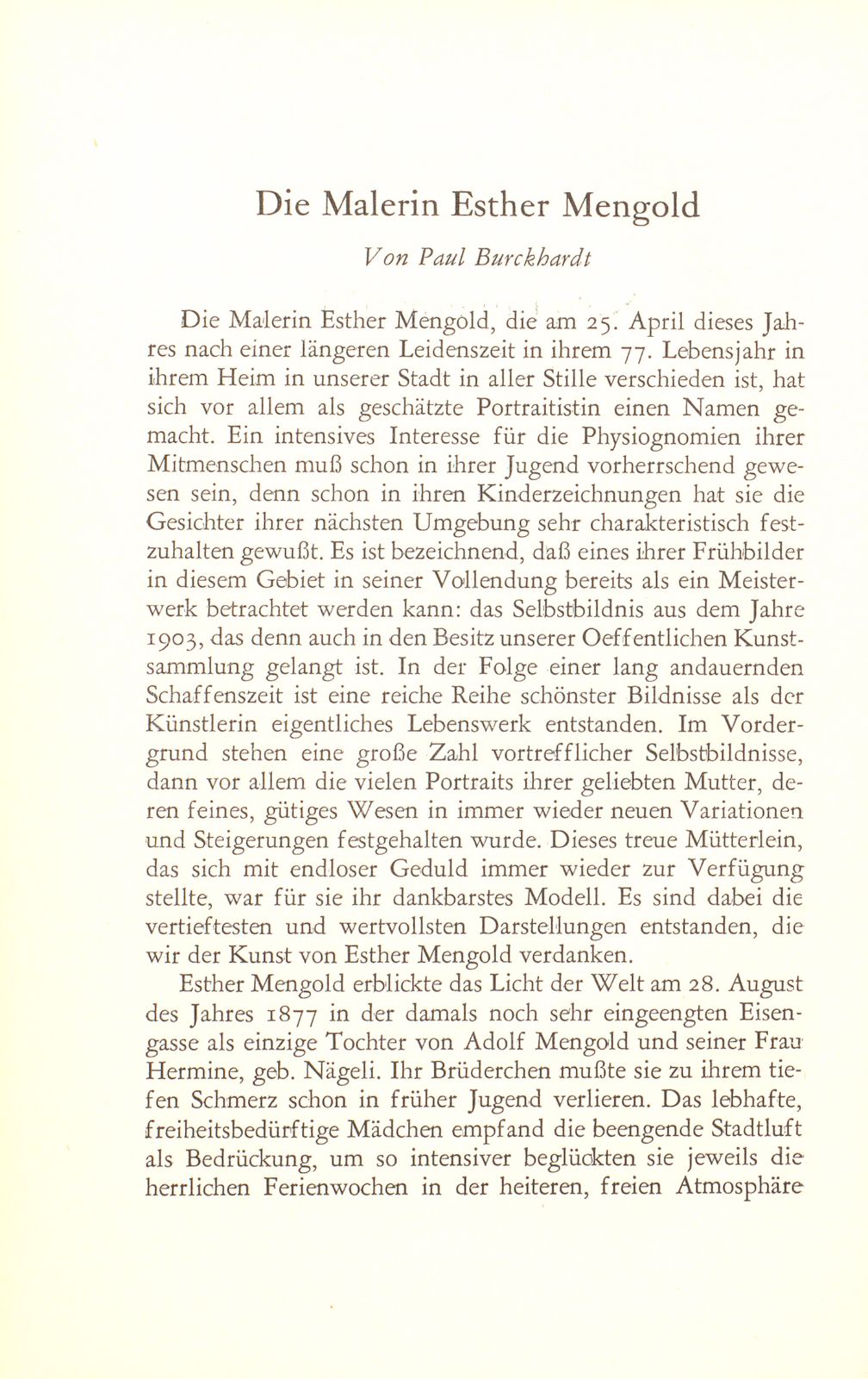 Die Malerin Esther Mengold – Seite 1