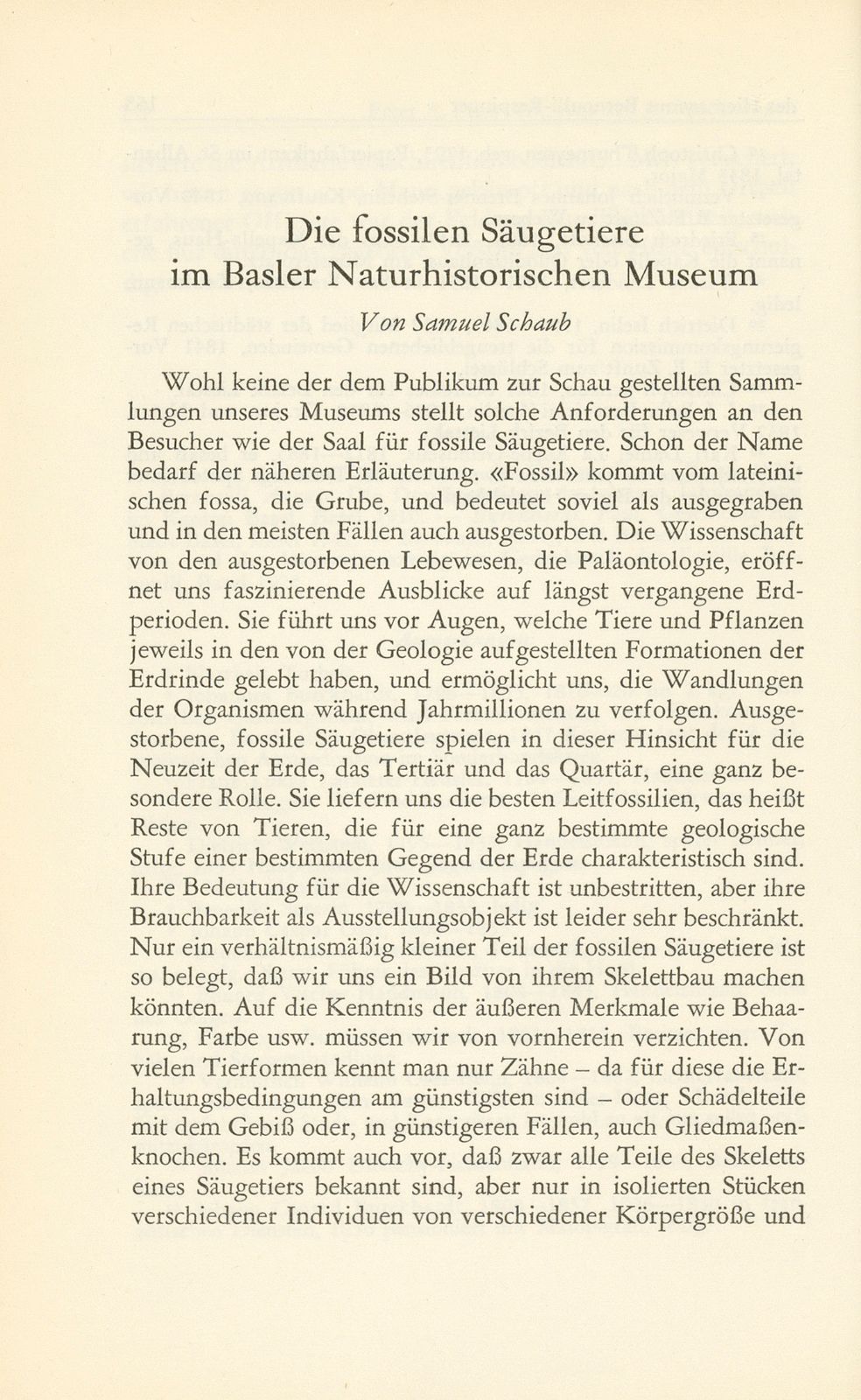 Die fossilen Säugetiere im Basler Naturhistorischen Museum – Seite 1