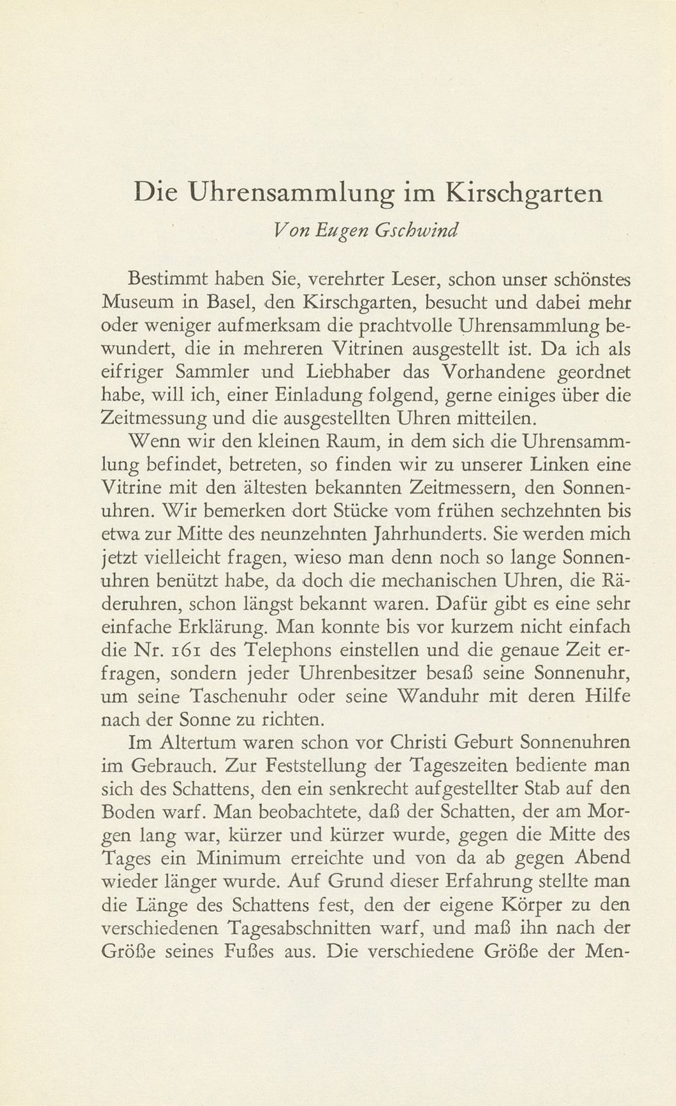 Die Uhrensammlung im Kirschgarten – Seite 1