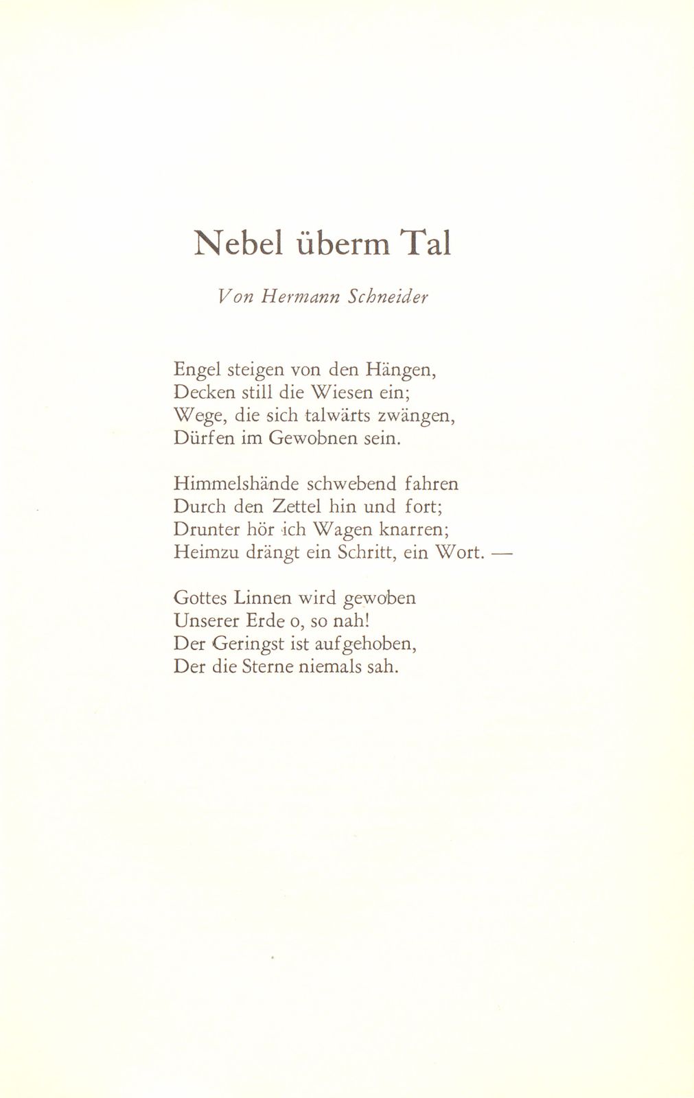 Nebel überm Tal [Gedicht] – Seite 1