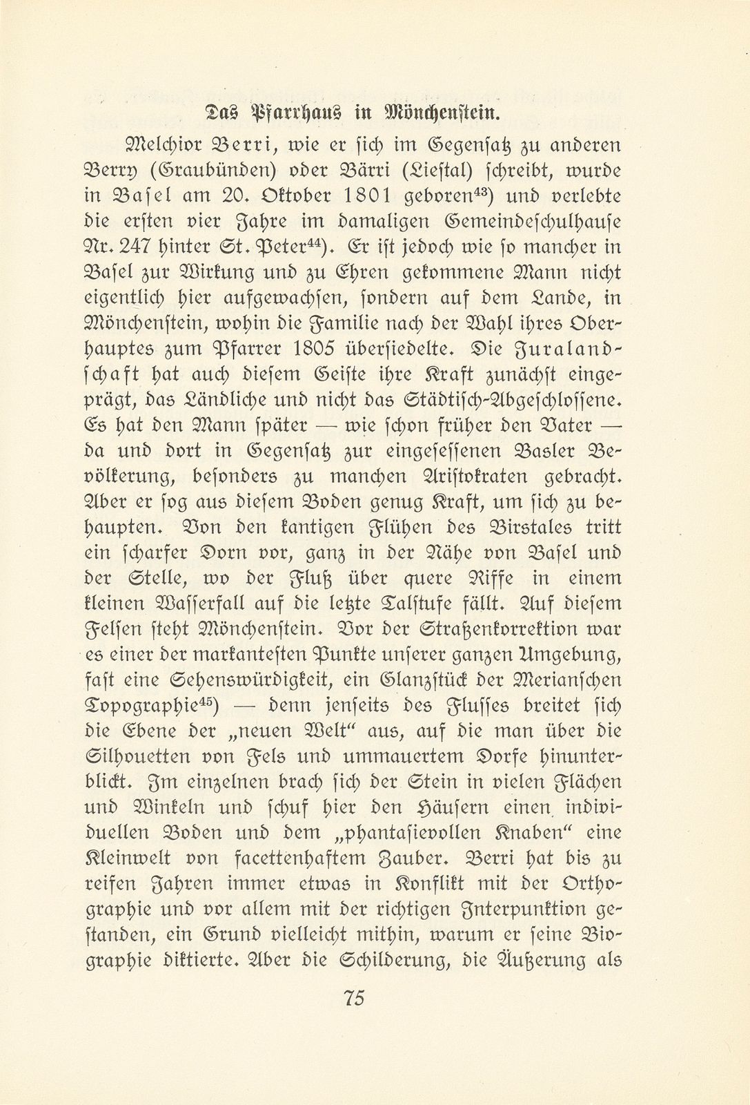 Melchior Berri. (Ein Beitrag zur Kultur des Spätklassizismus in Basel.) – Seite 17