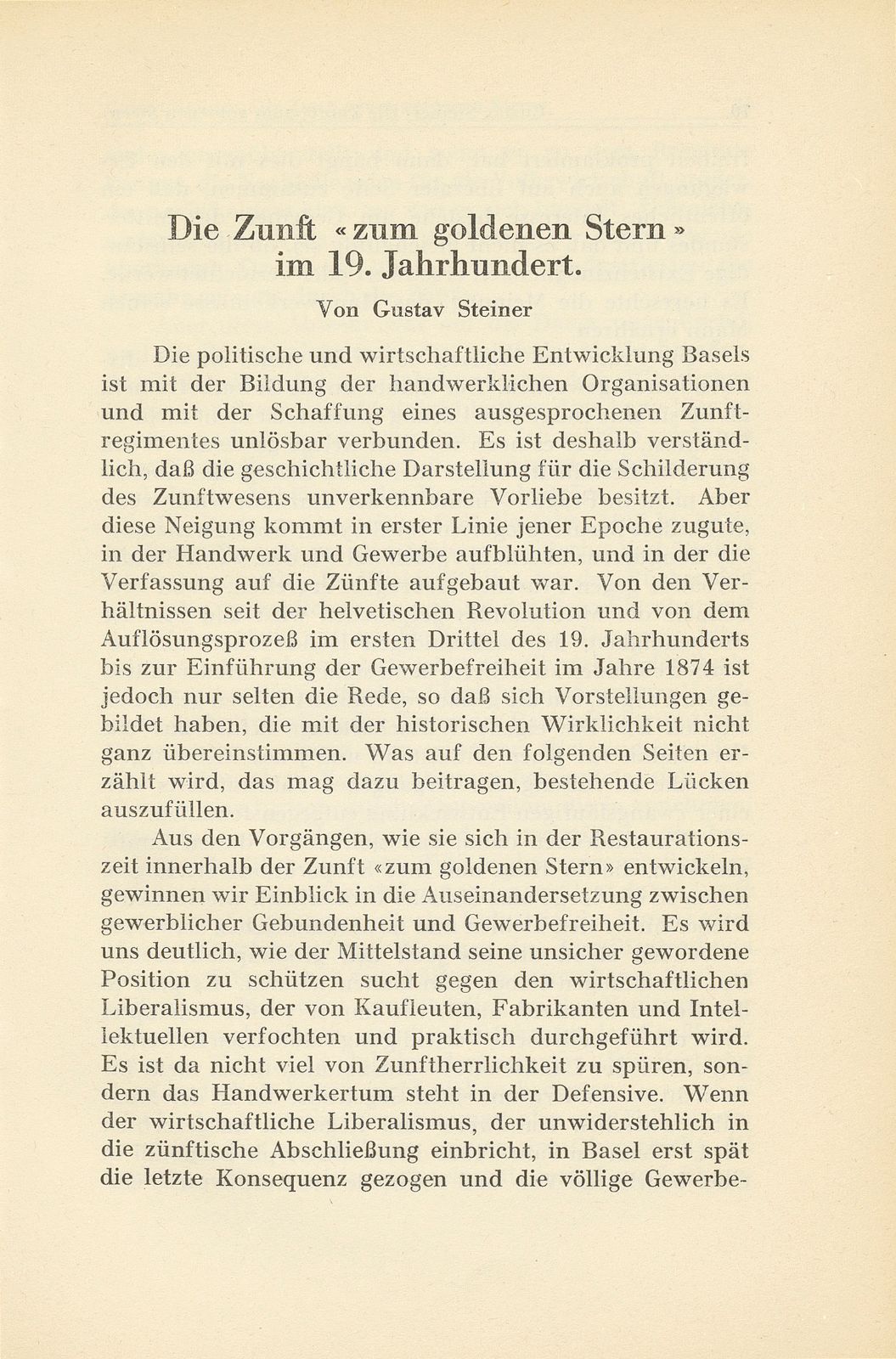 Die Zunft ‹zum goldenen Stern› im 19. Jahrhundert – Seite 1