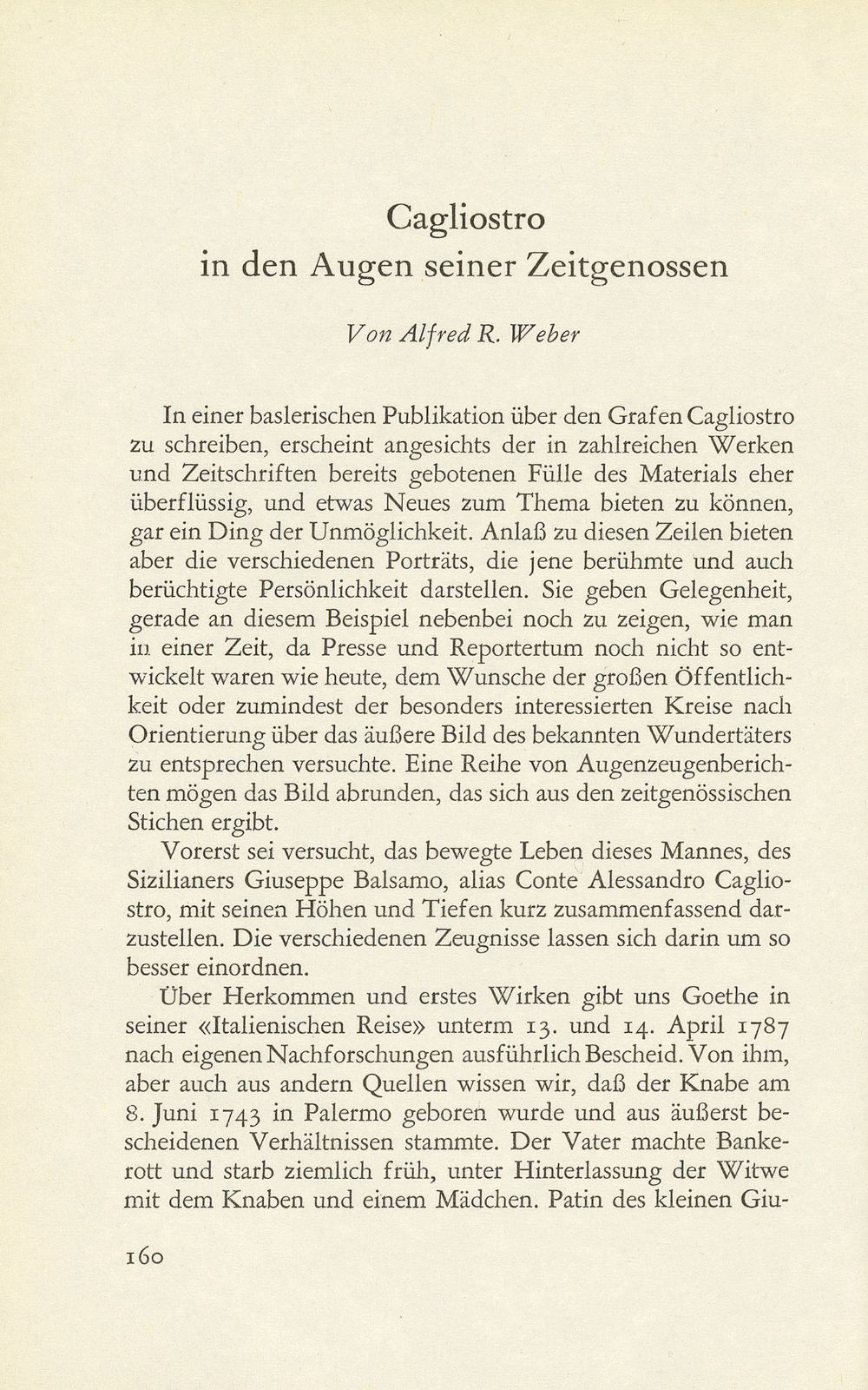 Cagliostro in den Augen seiner Zeitgenossen – Seite 1