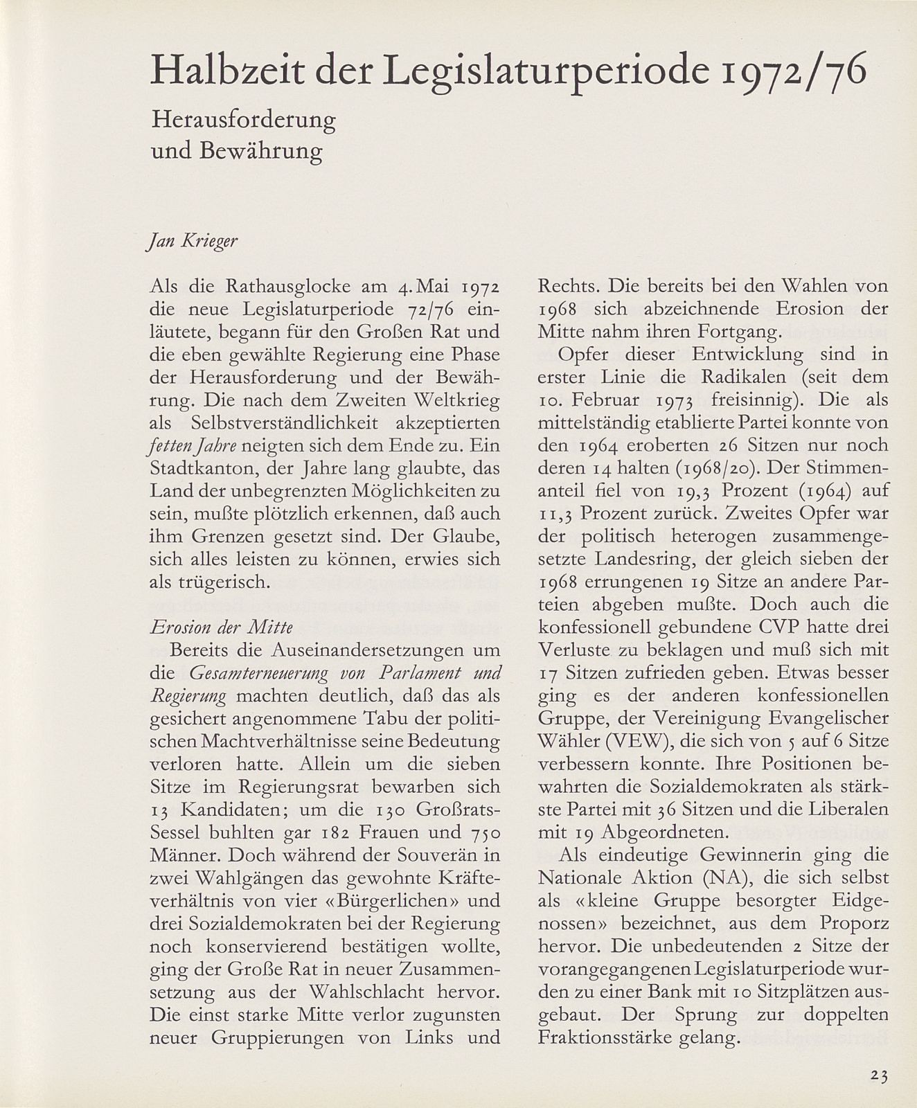 Halbzeit der Legislaturperiode 1972/76 – Seite 1