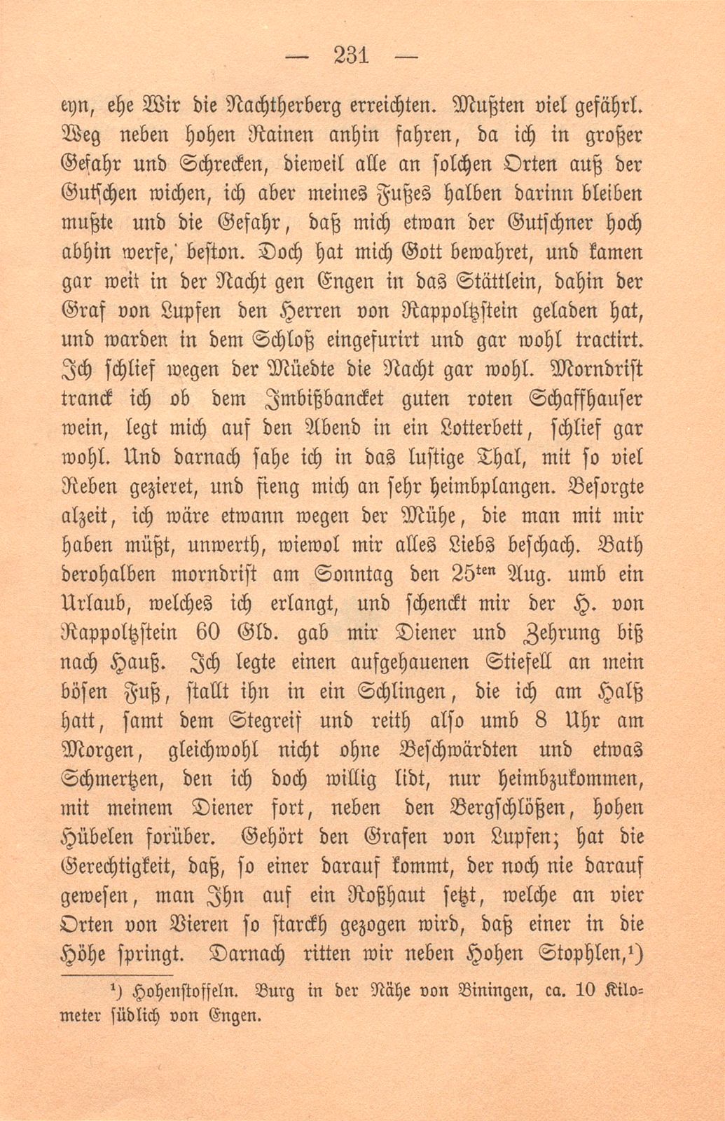 Felix Platters Reiss gen Simringen auf Graf Christofel von Zolleren Hochzeith – Seite 11