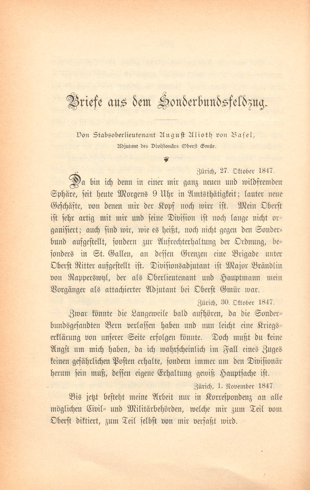 Briefe aus dem Sonderbundsfeldzug – Seite 1