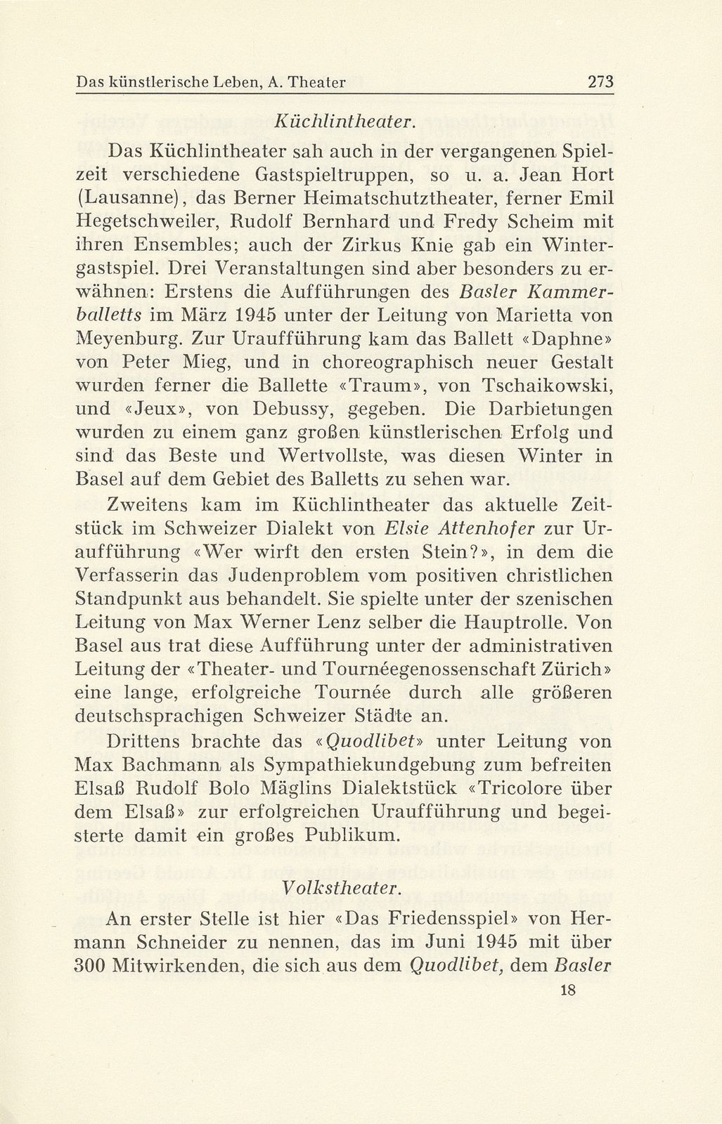 Das künstlerische Leben in Basel vom 1. Oktober 1944 bis 30. September 1945 – Seite 9