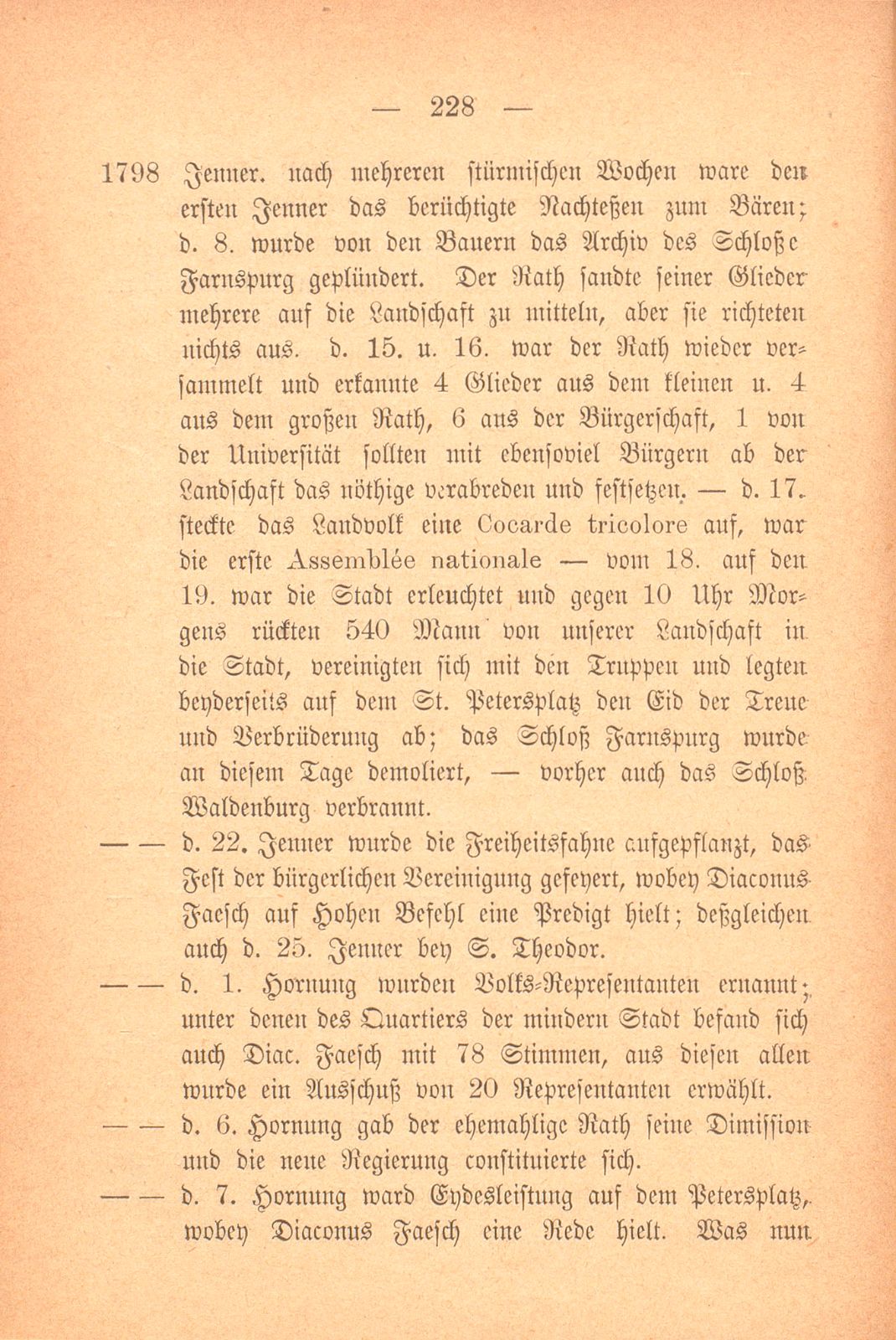 Auszüge aus dem Tagebuch von Pfarrer Johann Jakob Faesch zu St. Theodor – Seite 7