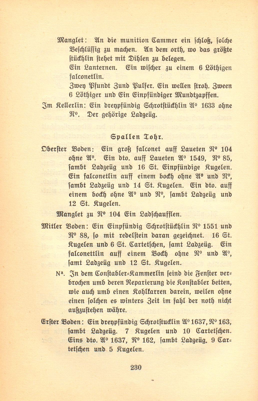 Die Armierung des St. Alban-, Spalen- und St. Johanntors vom Ende des XVI. bis zum Ende des XVIII. Jahrhunderts – Seite 10