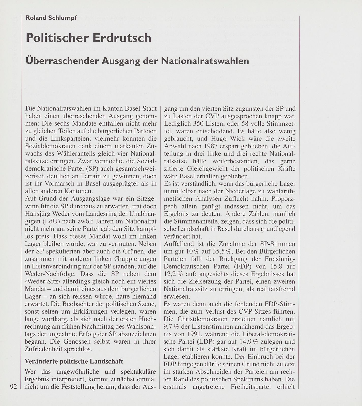 Politischer Erdrutsch – Seite 1