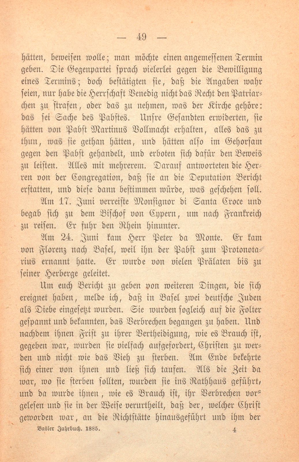 Andrea Gattaro von Padua, Tagebuch der Venetianischen Gesandten beim Concil zu Basel. (1433-1435.) – Seite 49