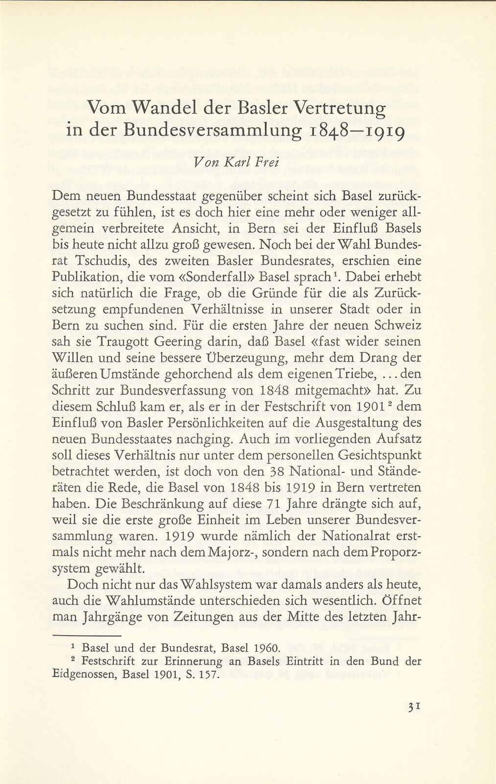 Vom Wandel der Basler Vertretung in der Bundesversammlung 1848-1919 – Seite 1