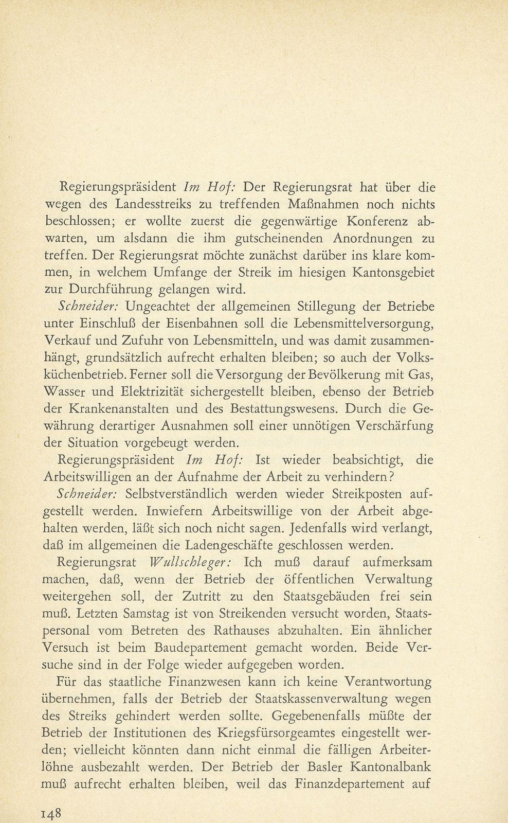 Aus den Protokollen des Basler Regierungsrates zum Landesstreik 1918 – Seite 7