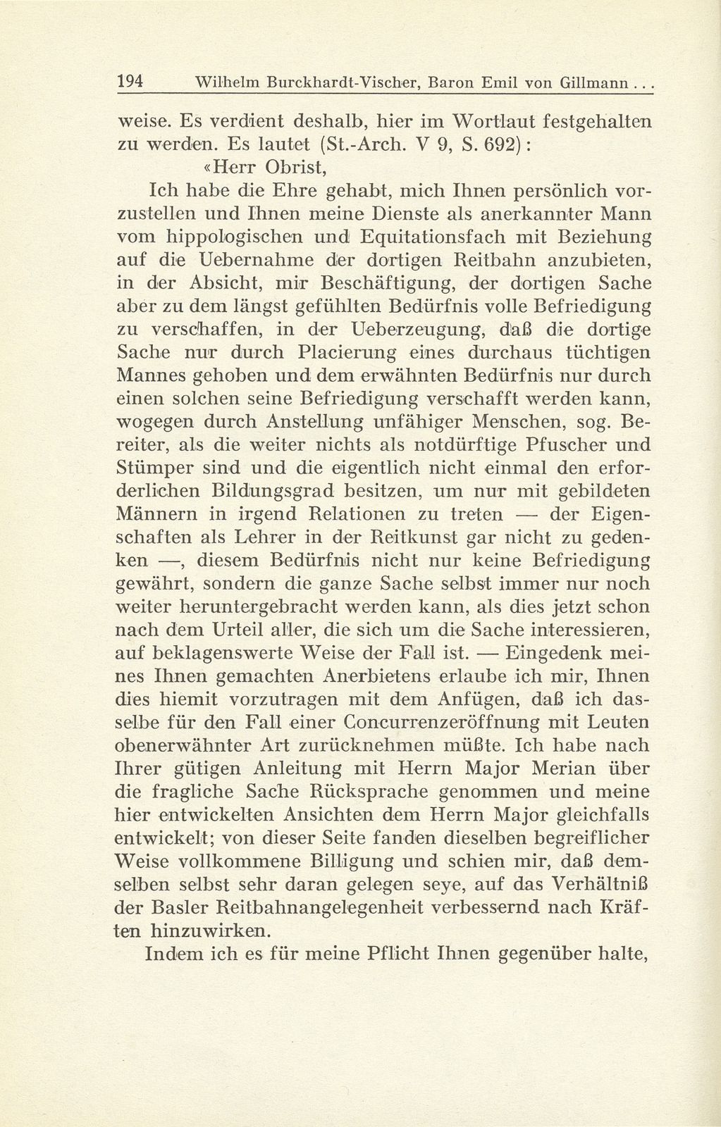 Baron Emil von Gillmann und die Entwicklung der Reitkunst in Basel – Seite 13