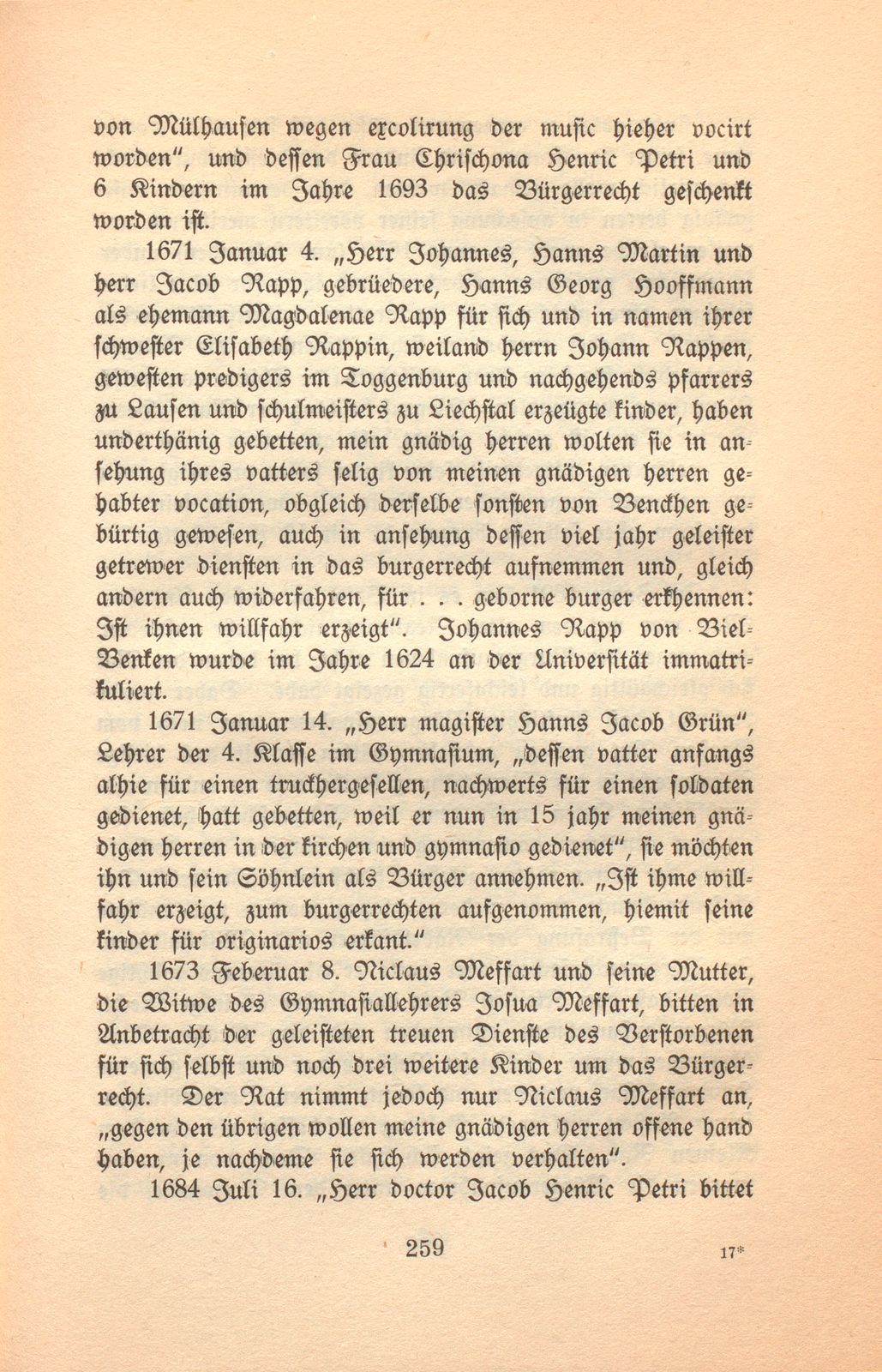 Vom Zuwachs der Basler Bürgerschaft aus der Universität bis zur Revolutionszeit – Seite 29