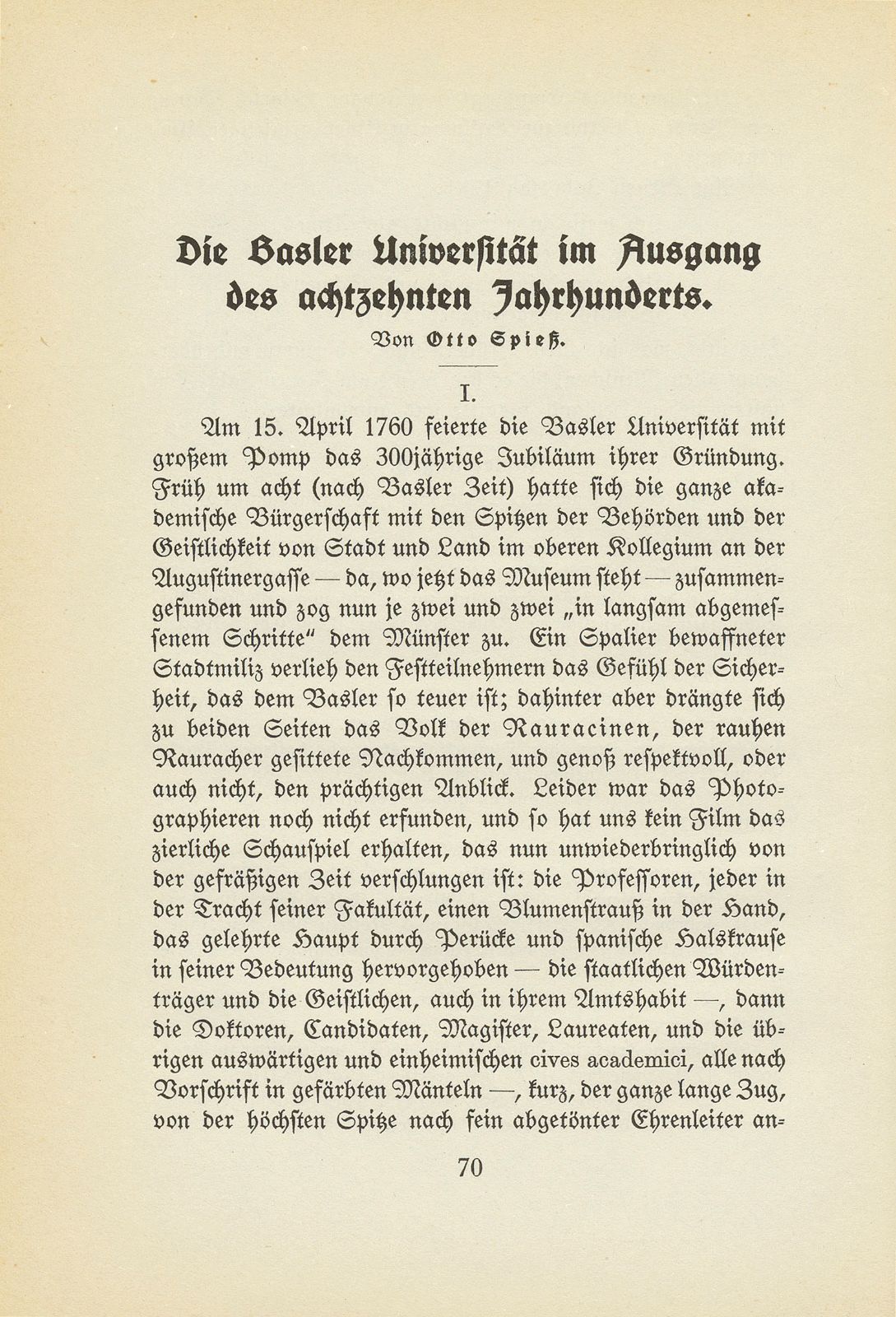 Die Basler Universität im Ausgang des achtzehnten Jahrhunderts – Seite 1