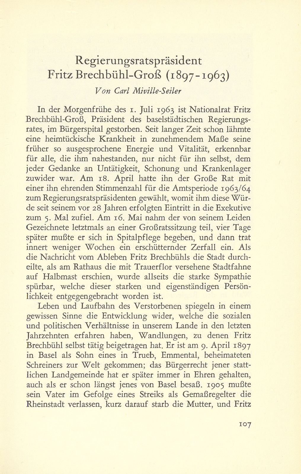 Regierungsratspräsident Fritz Brechbühl-Gross (1897-1963) – Seite 1