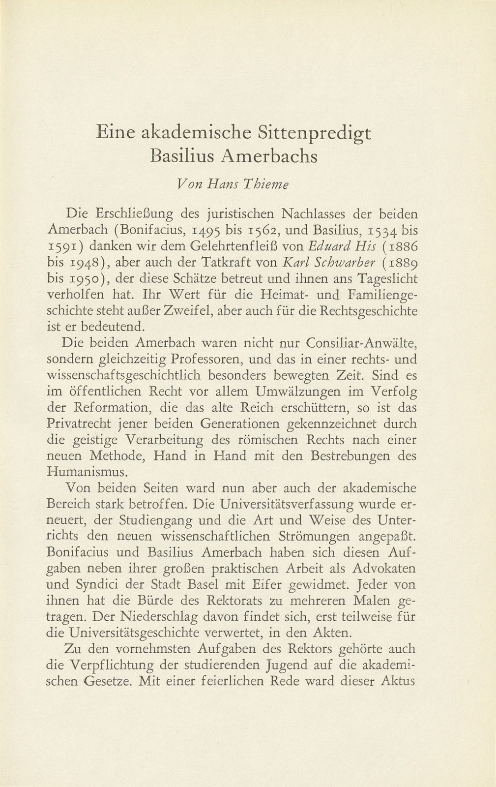 Eine akademische Sittenpredigt Basilius Amerbachs – Seite 1