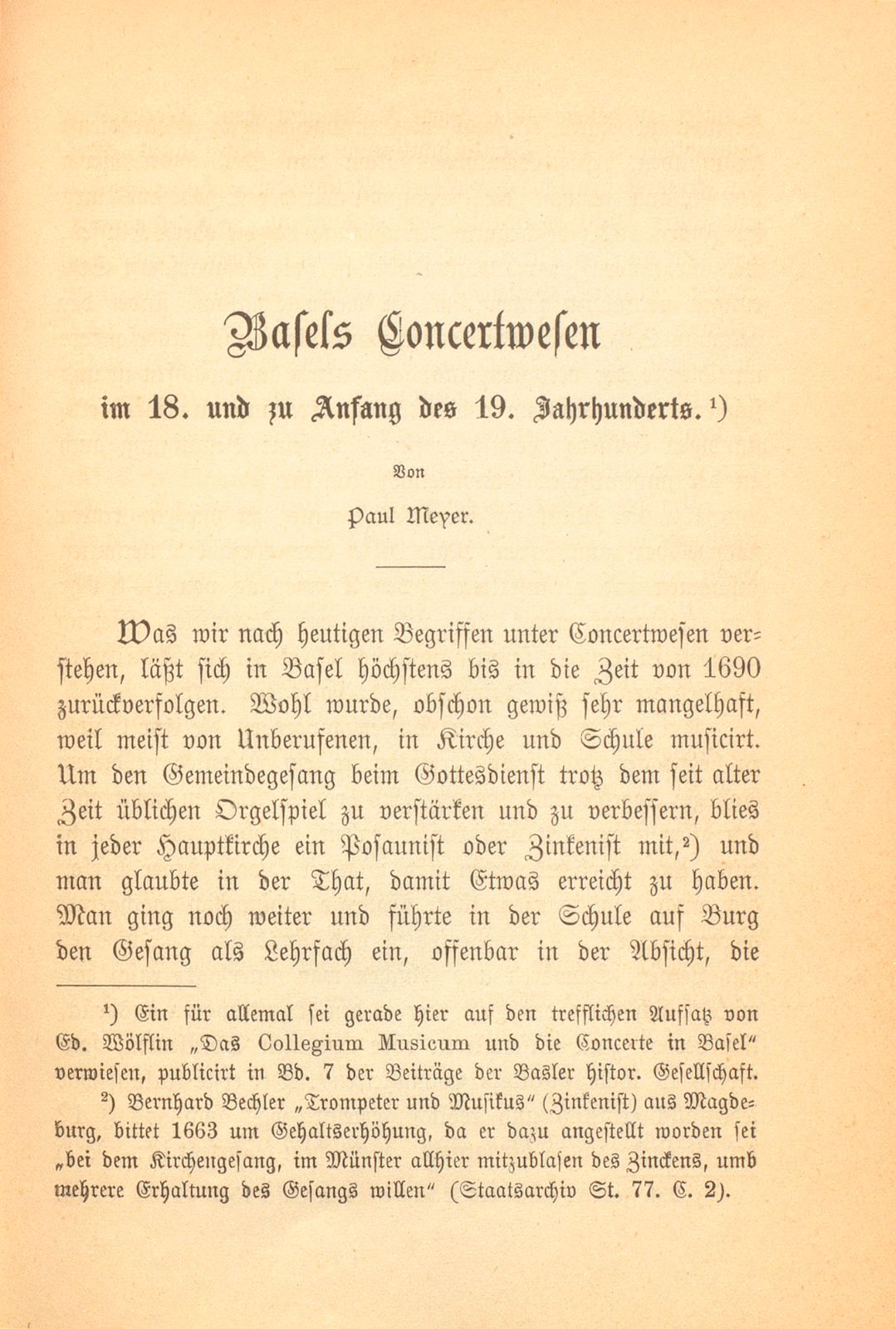 Basels Concertwesen im 18. und zu Anfang des 19. Jahrhunderts – Seite 1