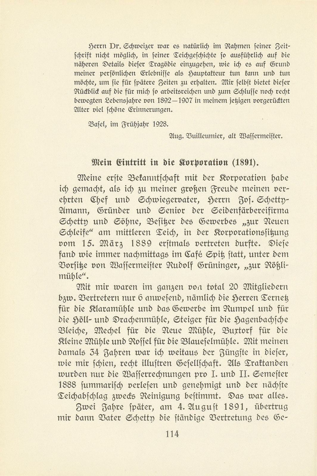 Memoiren des letzten Wassermeisters der Kleinbasler Teichkorporation – Seite 2