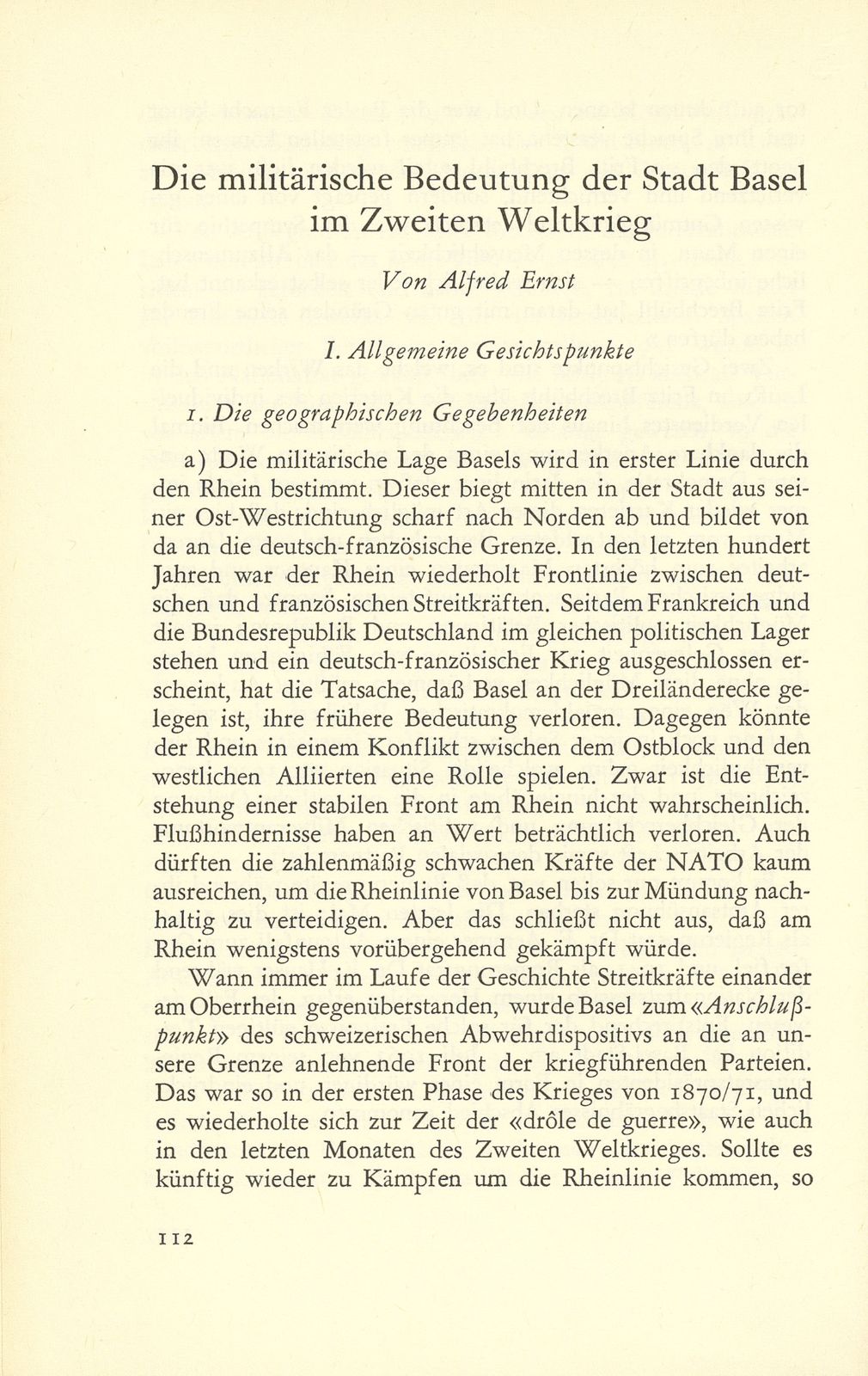 Die militärische Bedeutung der Stadt Basel im Zweiten Weltkrieg – Seite 1