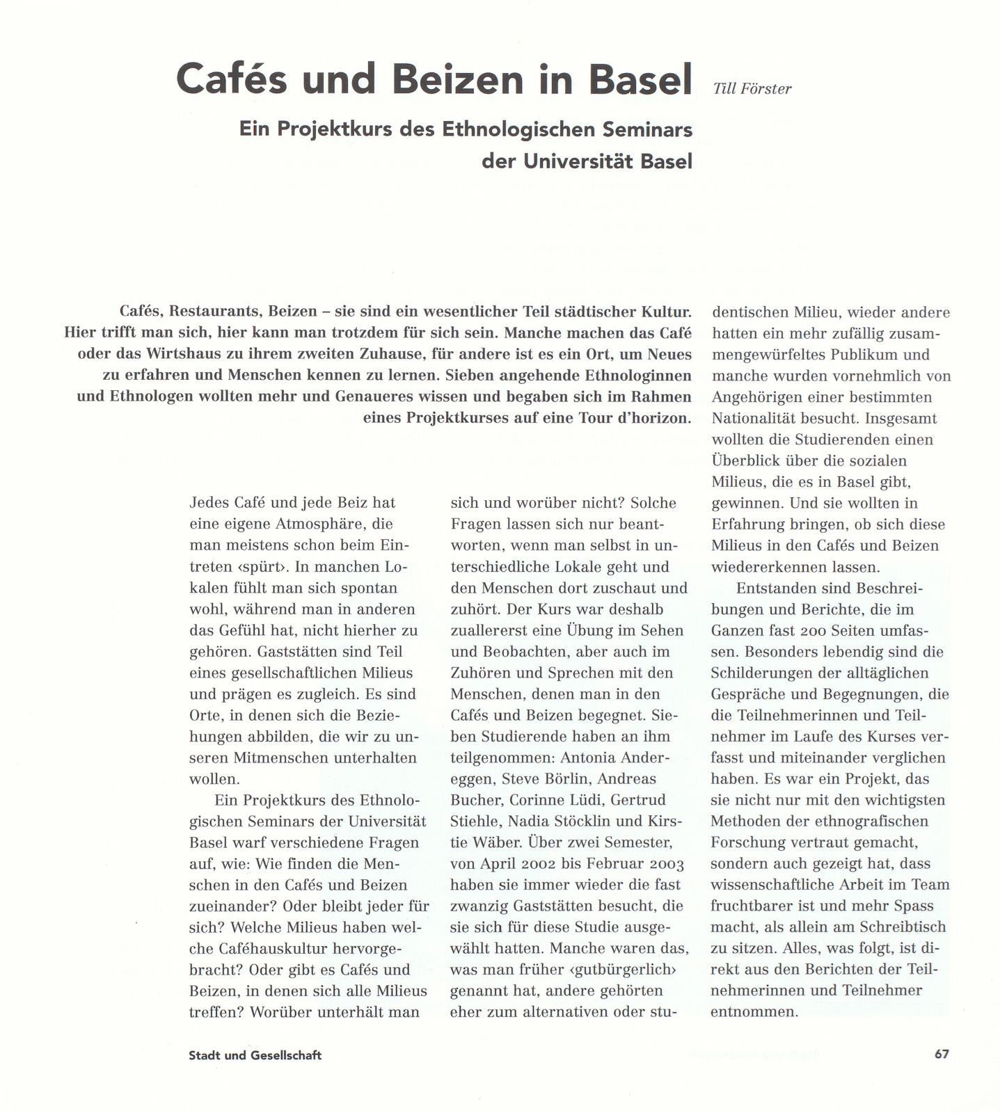 Cafés und Beizen in Basel  – Seite 1