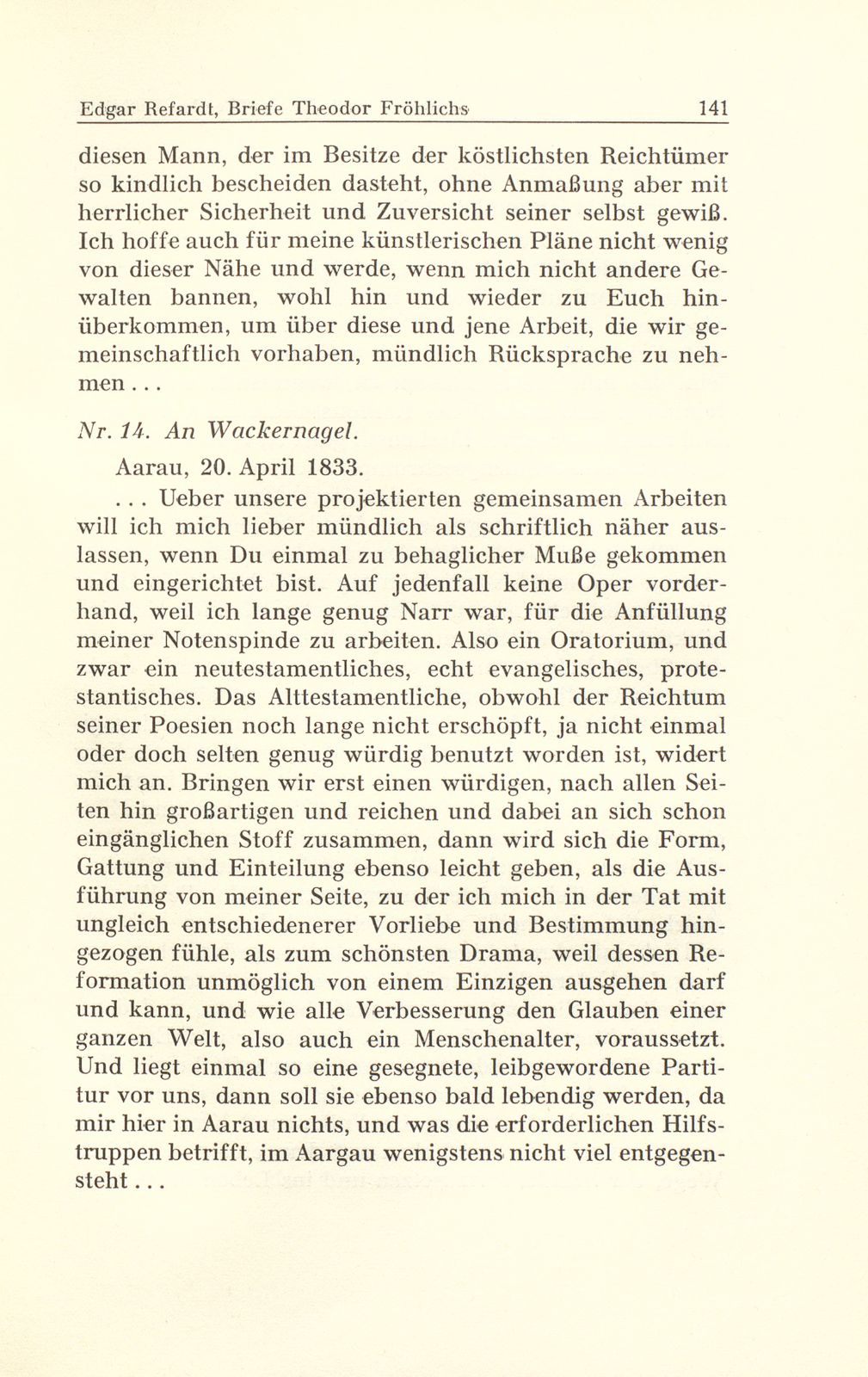 Aus Briefen Theodor Fröhlichs an Abel Burckhardt und Wilhelm Wackernagel – Seite 30