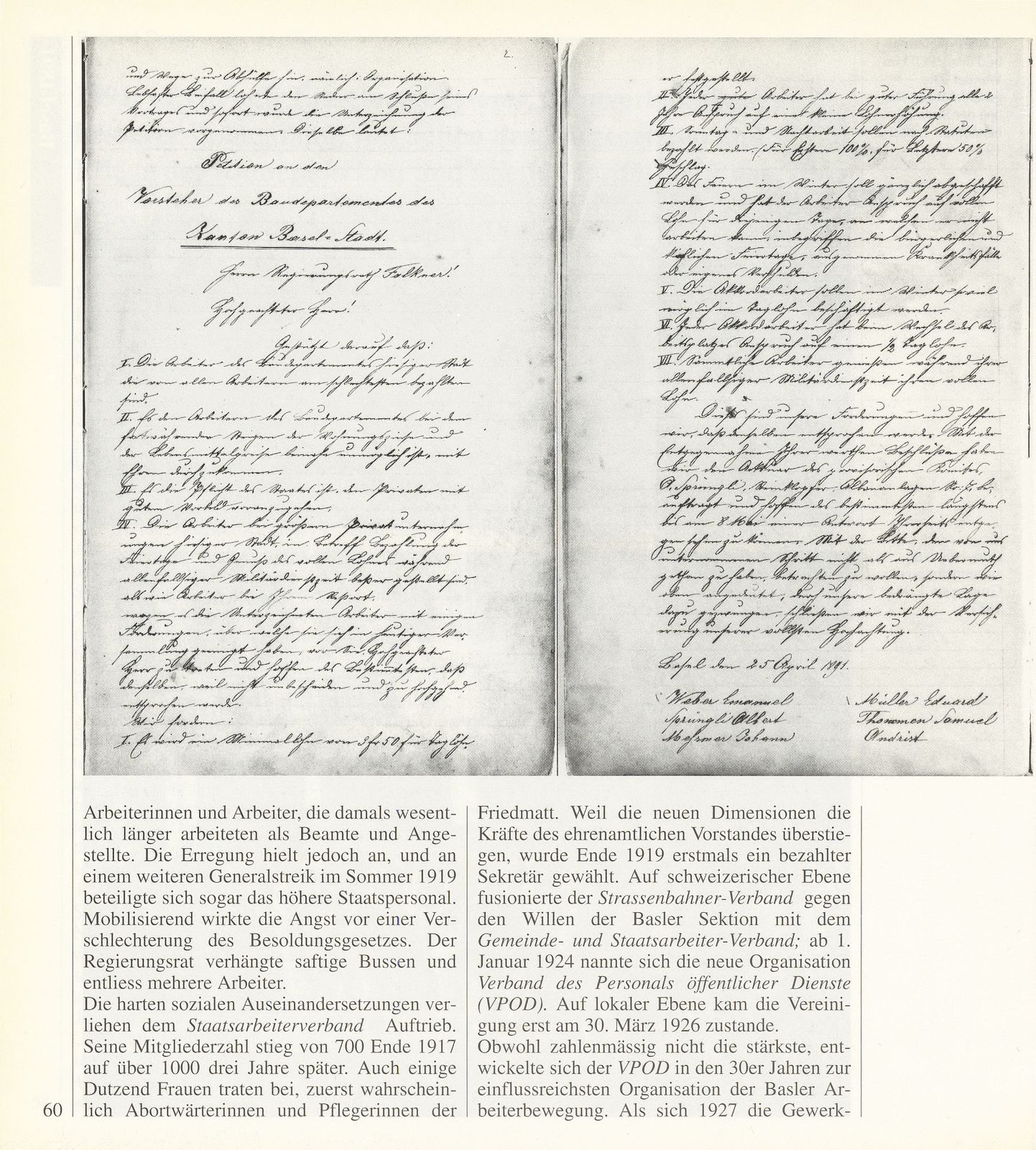 1891: «...behufs Erzielung besserer Lohnverhältnisse, besserer Behandlung von Seiten der Vorgesetzten und Pflege der Kameradschaft und des Solidaritätsgefühles...» – Seite 3