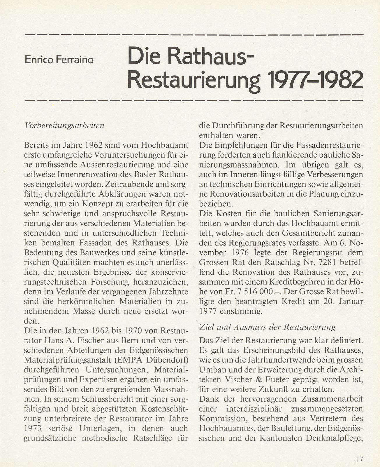 Die Rathaus-Restaurierung 1977-1982 – Seite 1