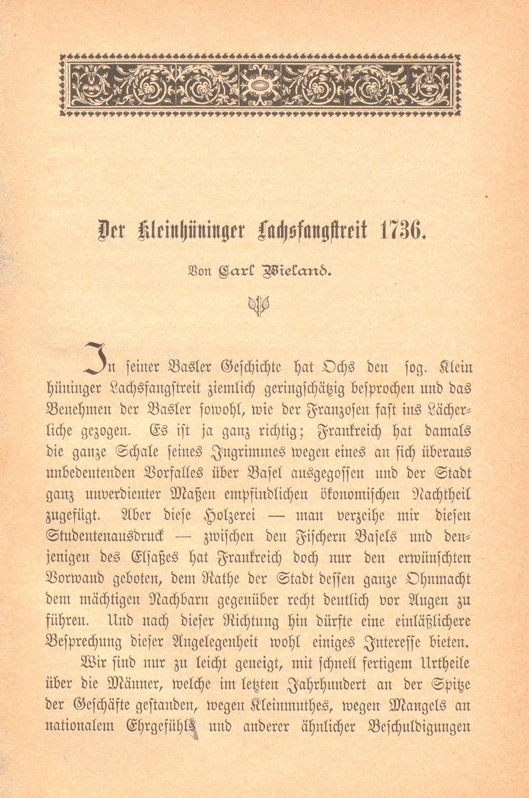 Der Kleinhüninger Lachsfangstreit 1736 – Seite 1