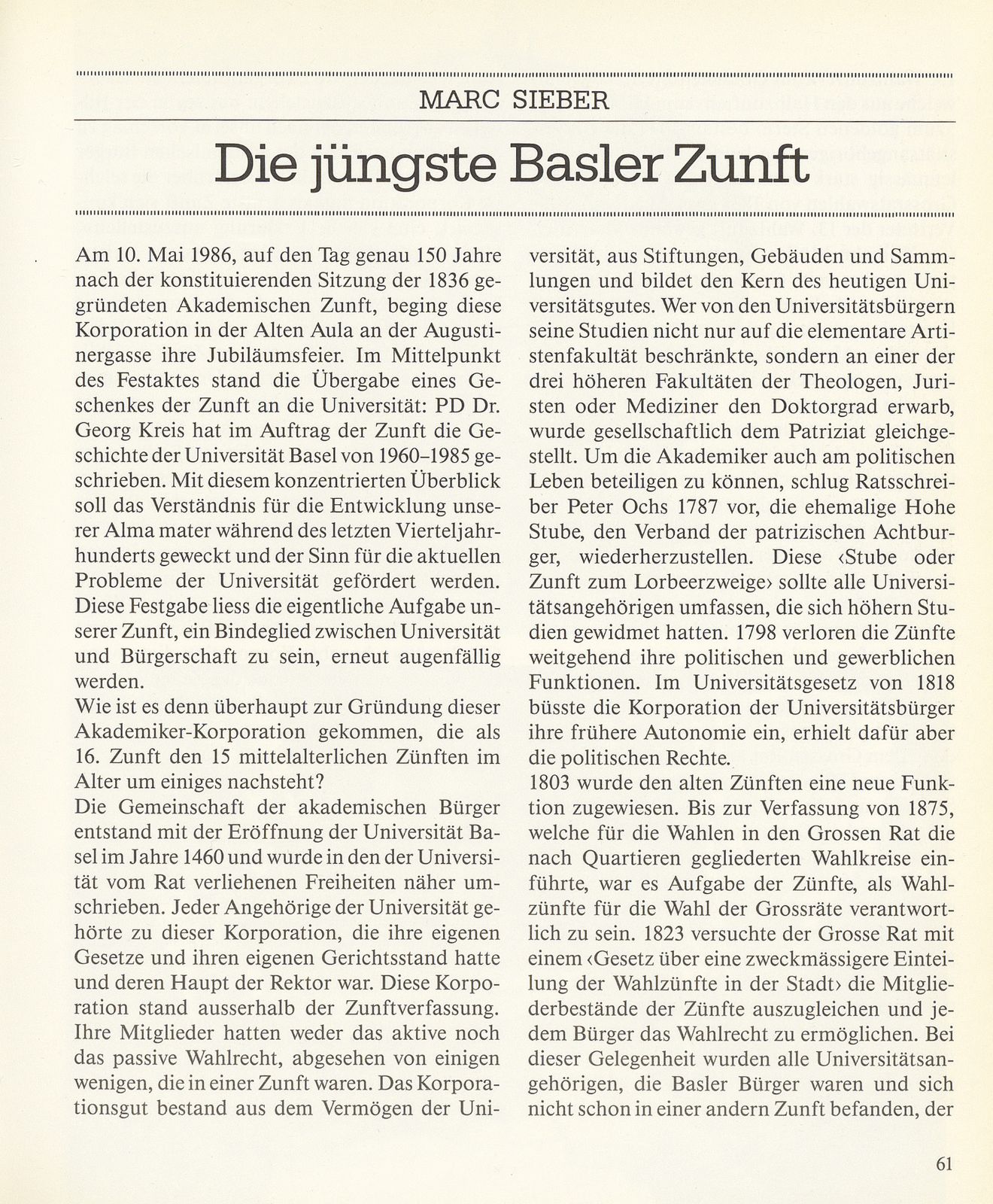 Die jüngste Basler Zunft – Seite 1