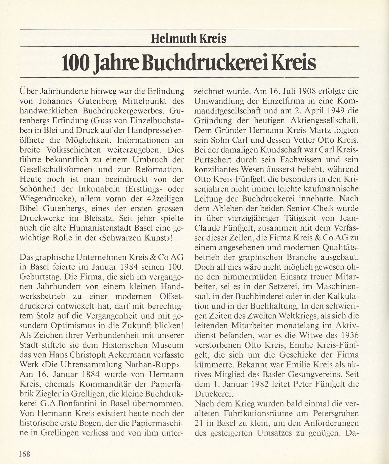 100 Jahre Buchdruckerei Kreis – Seite 1