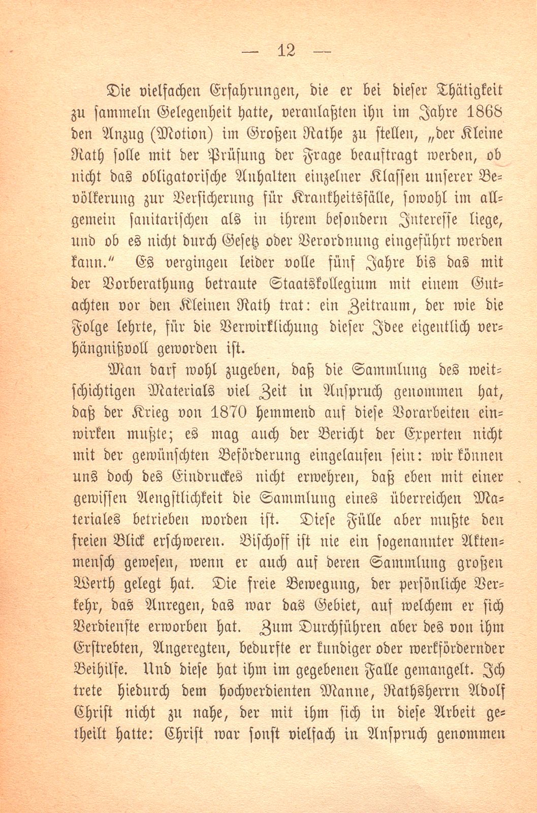 Erinnerungen an Carl Felix Burckhardt und Gottlieb Bischoff, Bürgermeister und Staatsschreiber zu Basel – Seite 12