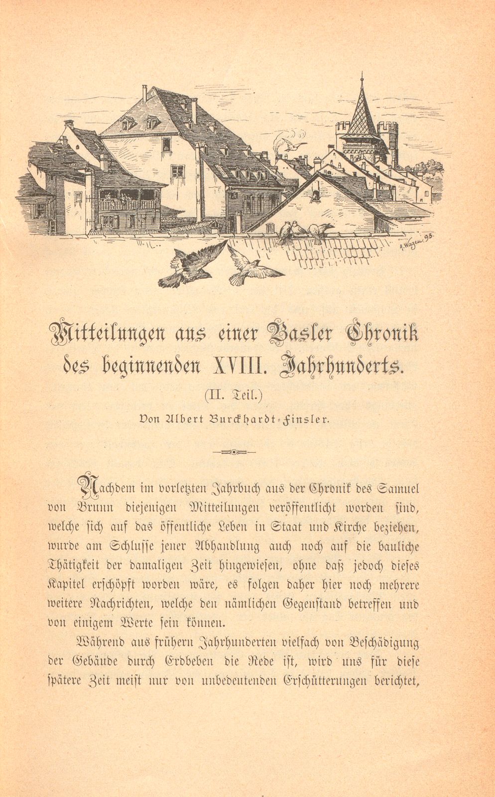 Mitteilungen aus einer Basler Chronik des beginnenden XVIII. Jahrhunderts [Sam. v. Brunn] – Seite 1