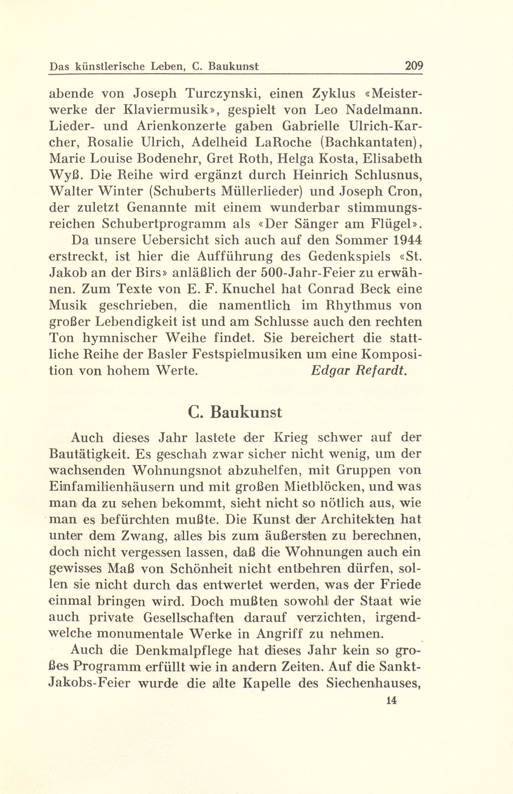 Das künstlerische Leben in Basel vom 1. Oktober 1943 bis 30. September 1944 – Seite 1