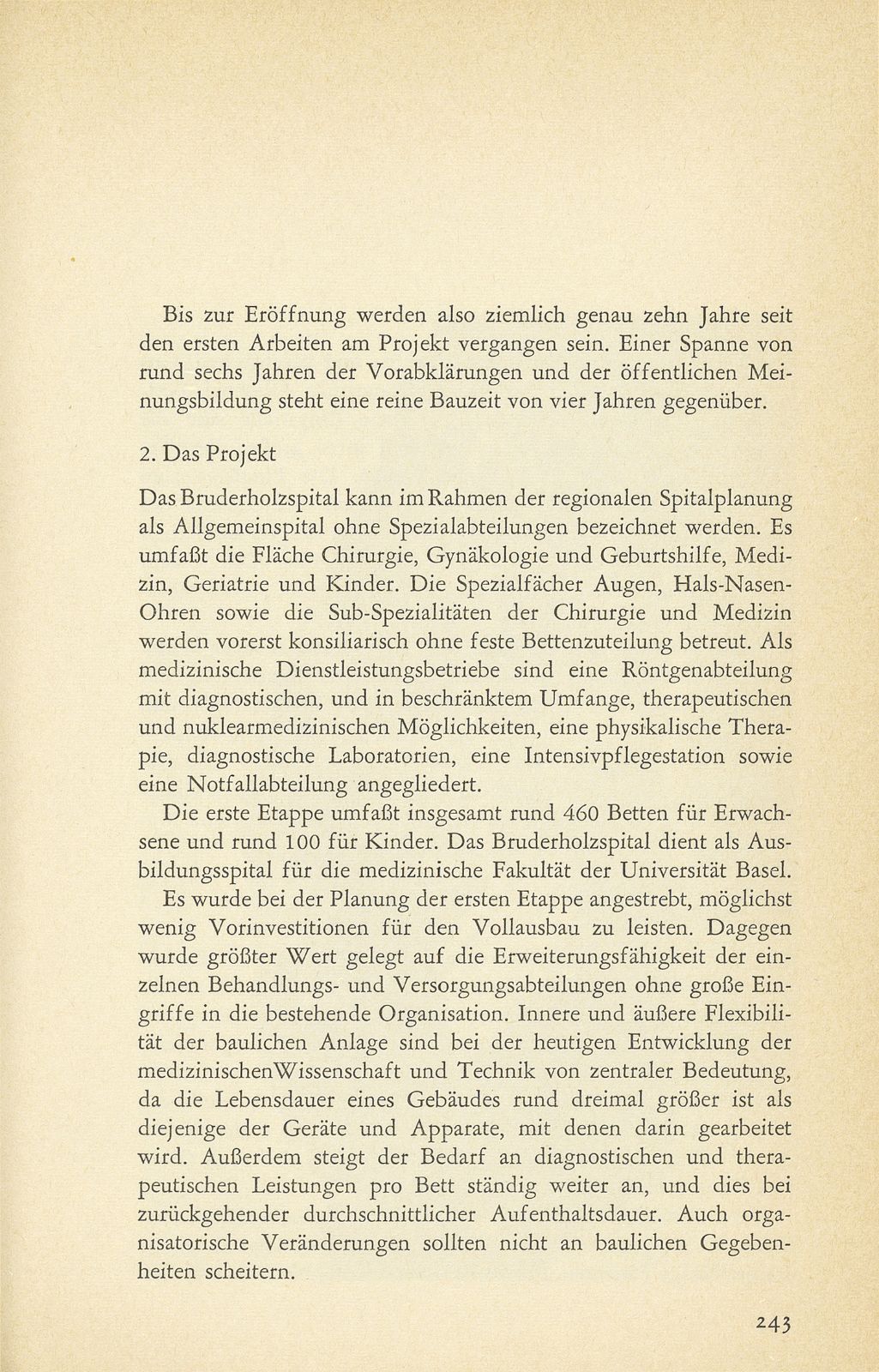 Der Neubau des Bruderholzspitals [Einleitung E. Loeliger, Regierungsrat] – Seite 5