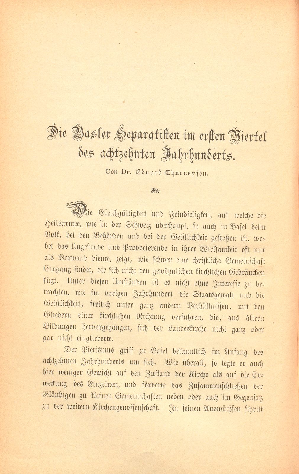 Die Basler Separatisten im ersten Viertel des XVIII. Jahrhunderts – Seite 1